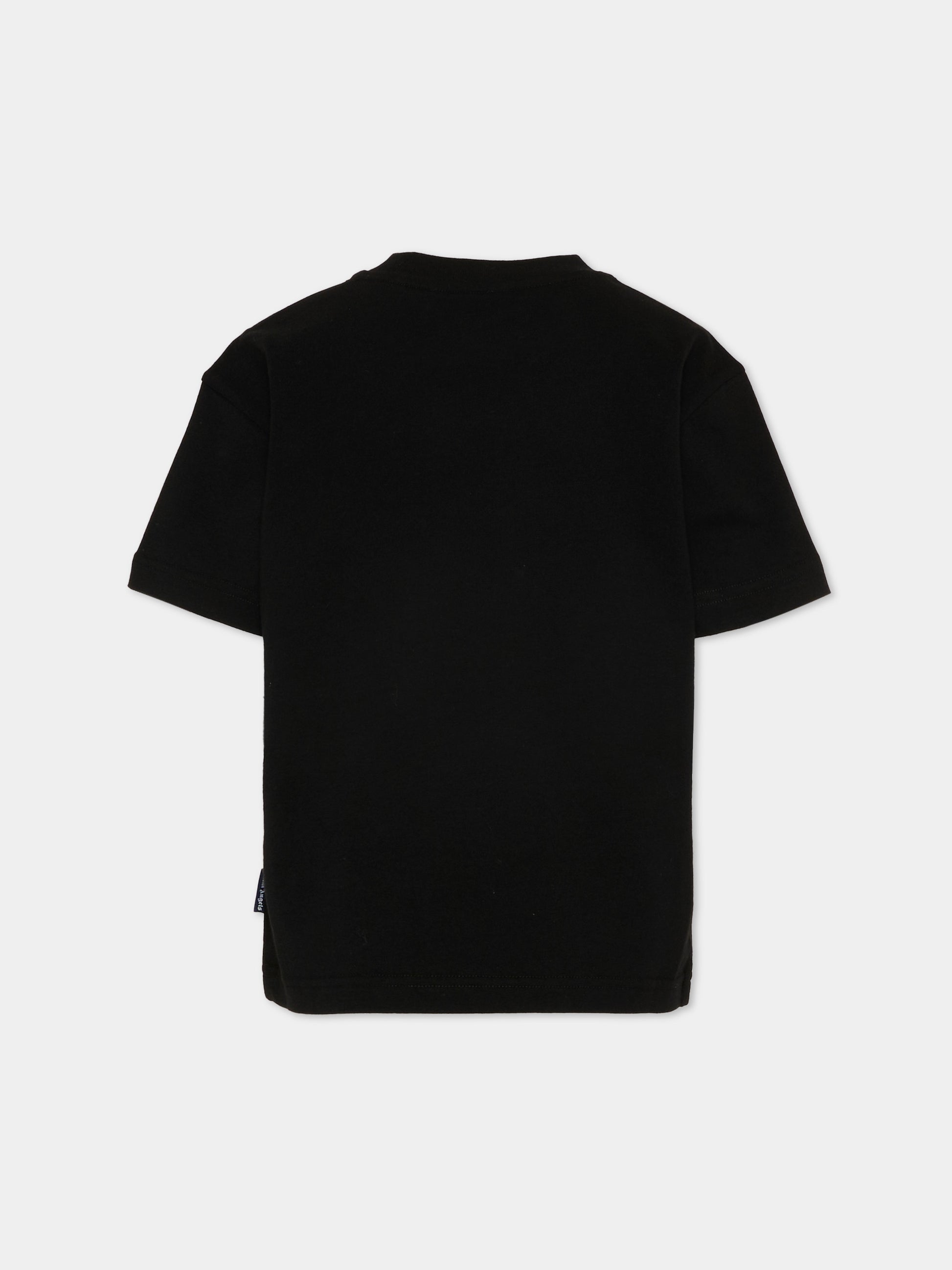 T-Shirt nera per bambino con cane,Palm Angels,PBAA003S26JER008 110