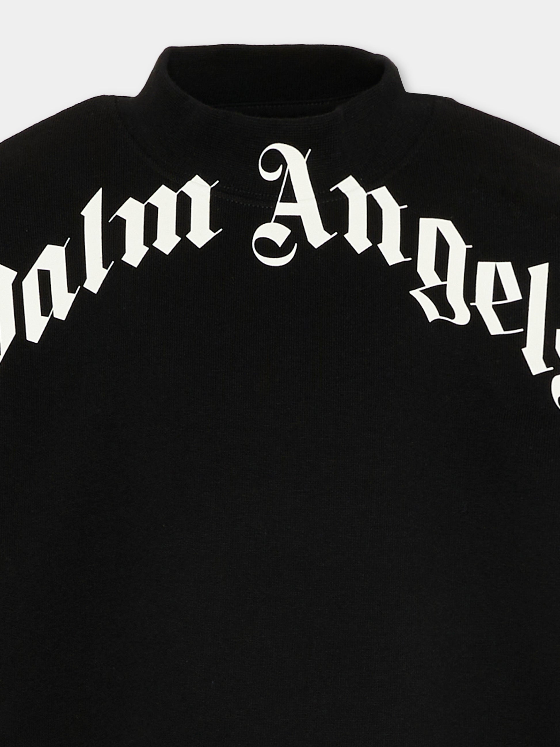 Felpa nero Palm Angels per bambini logo back,Palm Angels,PBBA012S26FLE001 110