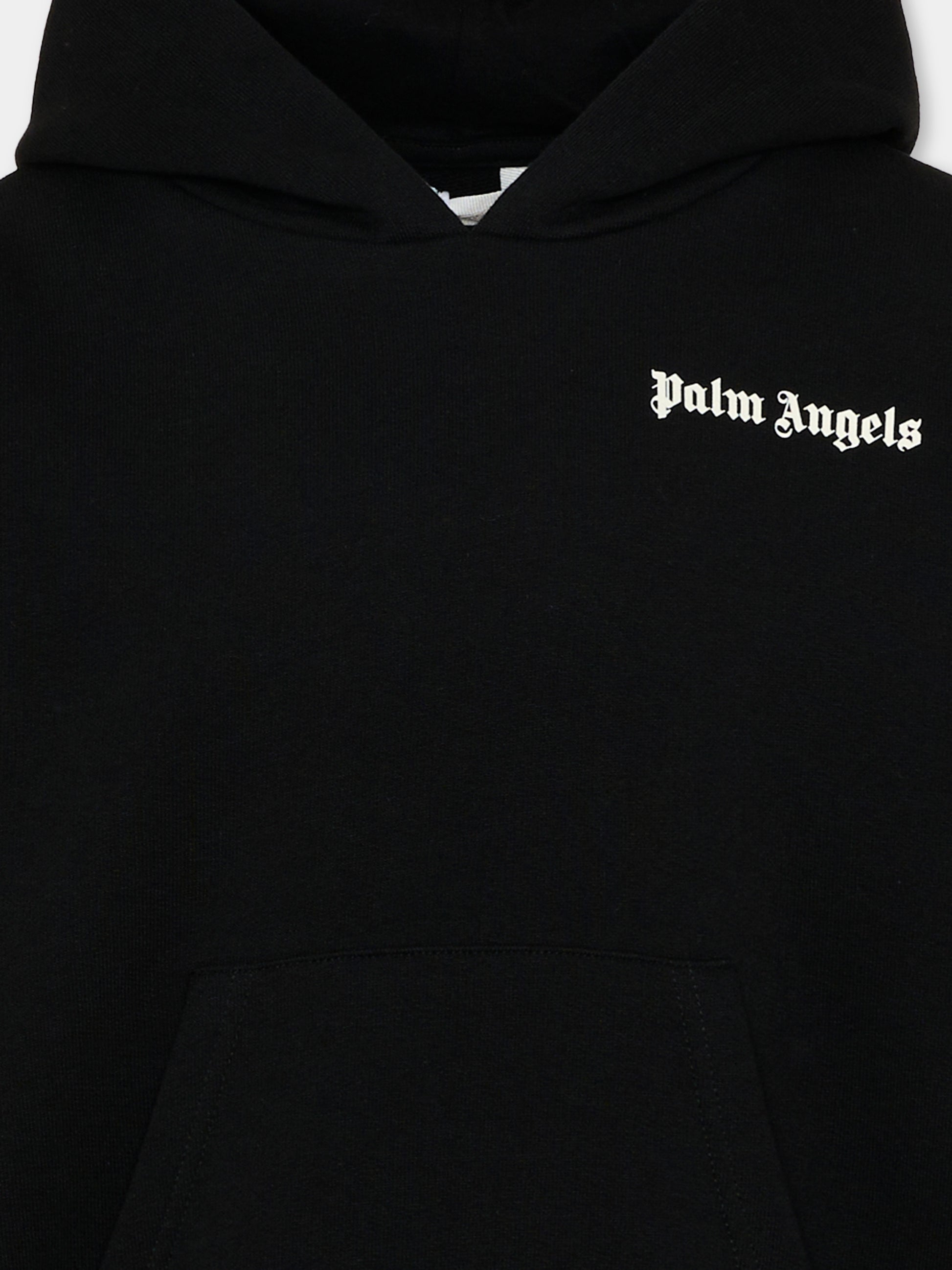 Felpa nera per bambini con logo,Palm Angels,PBBB011S26FLE001 110