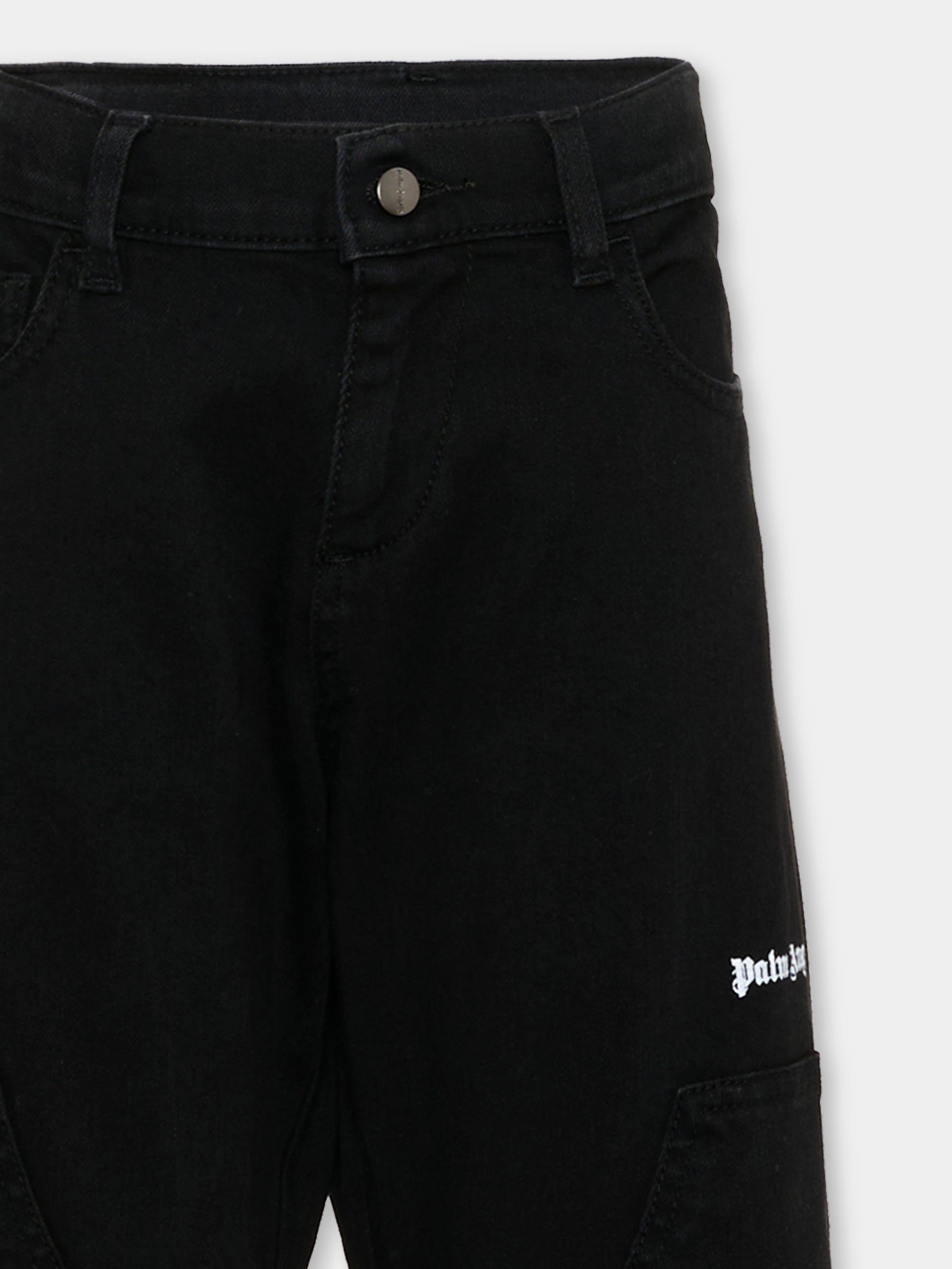 Pantaloni casual neri per bambino con logo,Palm Angels,PBCA01HS26FAB001 110