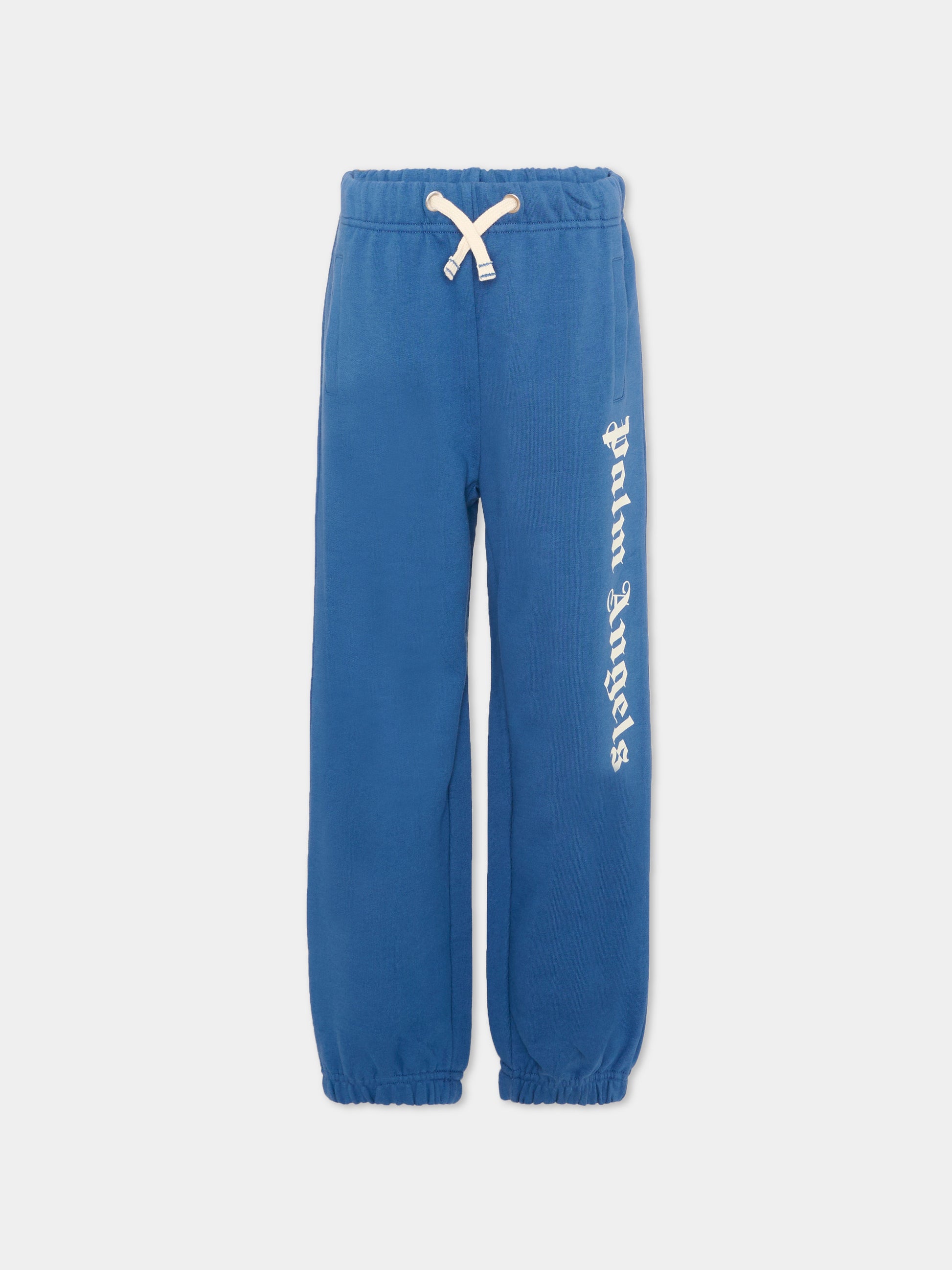 Pantaloni sportivi blu per bambini con logo,Palm Angels,PBCH008S26FLE001 060