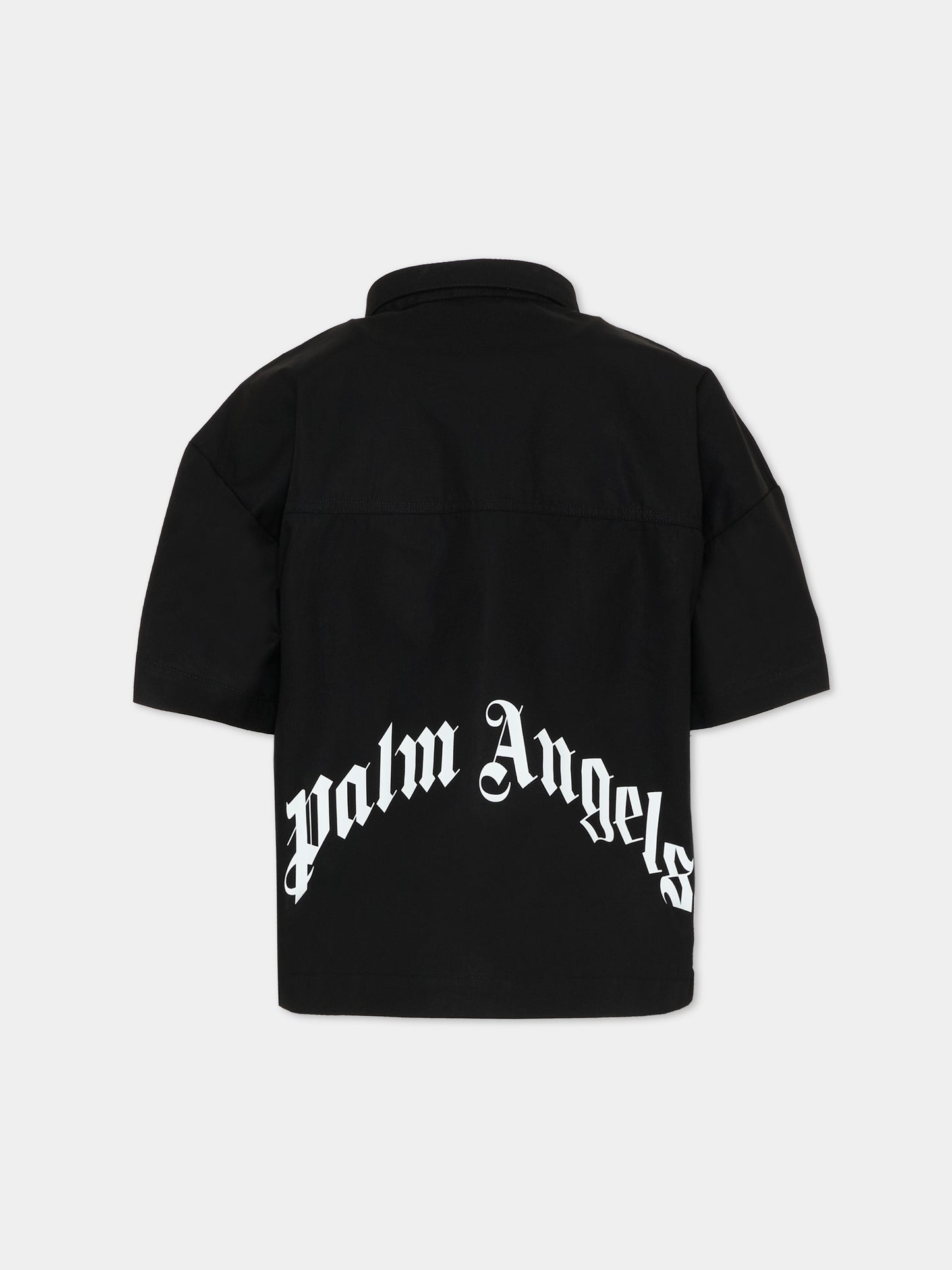 Camicia nera per bambino con logo,Palm Angels,PBGG003S26FAB001 110