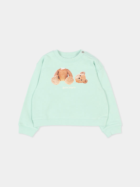 Felpa verde per neonati con teddy bear,Palm Angels,PBXC001S26FLE003 081