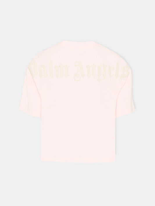 T-Shirt rosa per bambina con logo,Palm Angels,PGAA001S26JER001 042