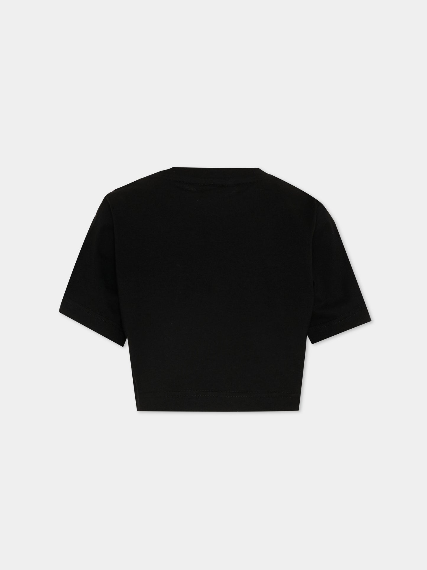 T-Shirt nera per bambina con logo strass,Palm Angels,PGAA004S26JER001 110