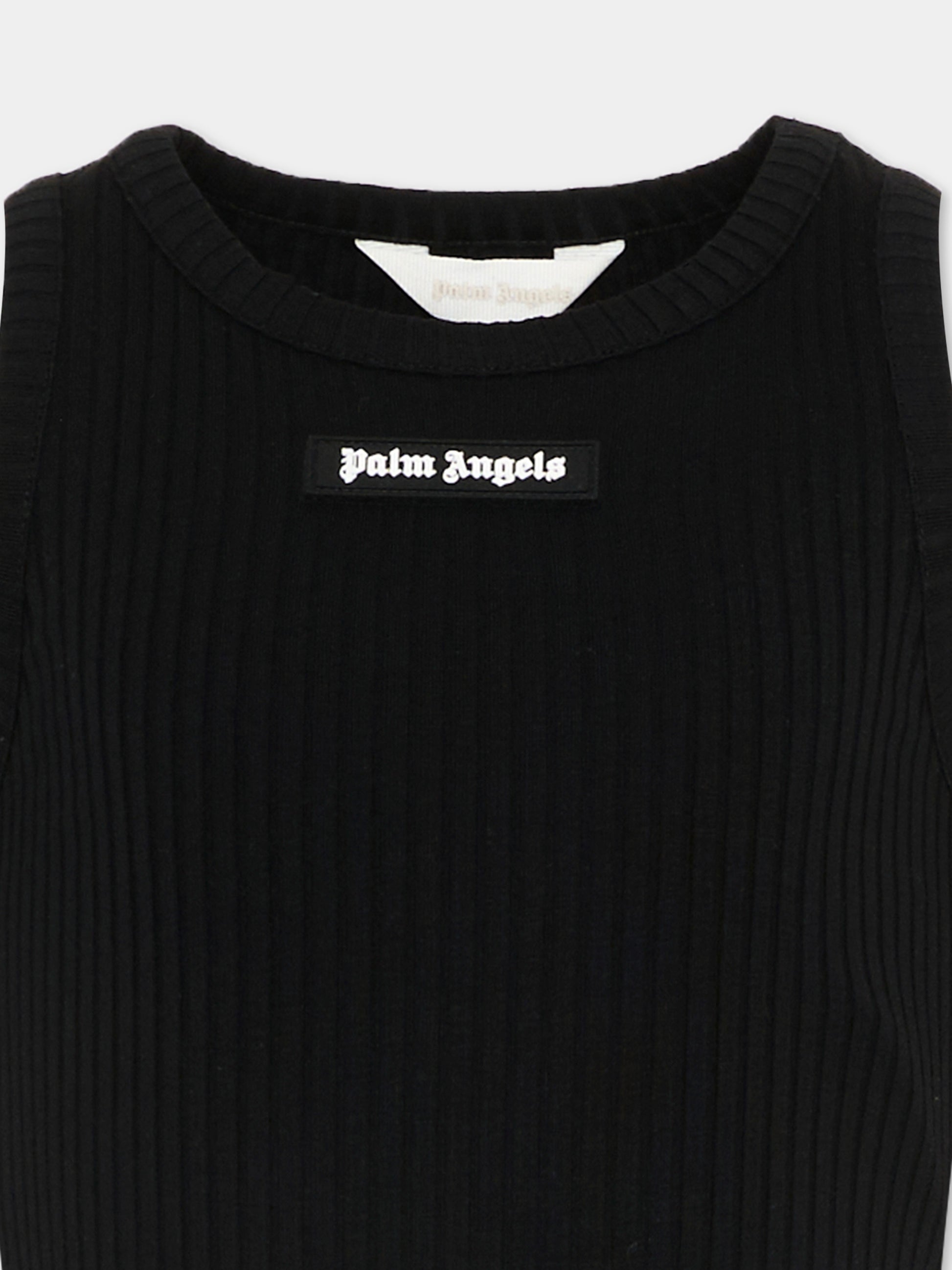 Top nero per bambina con logo,Palm Angels,PGAG002S26JER002 110