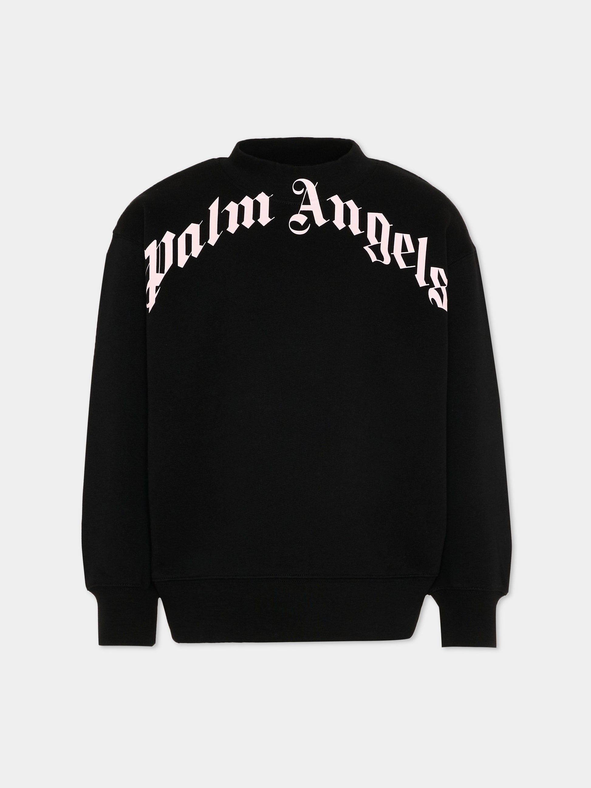 Felpa nera per bambina con maxi logo,Palm Angels,PGBA013S26FLE001 110