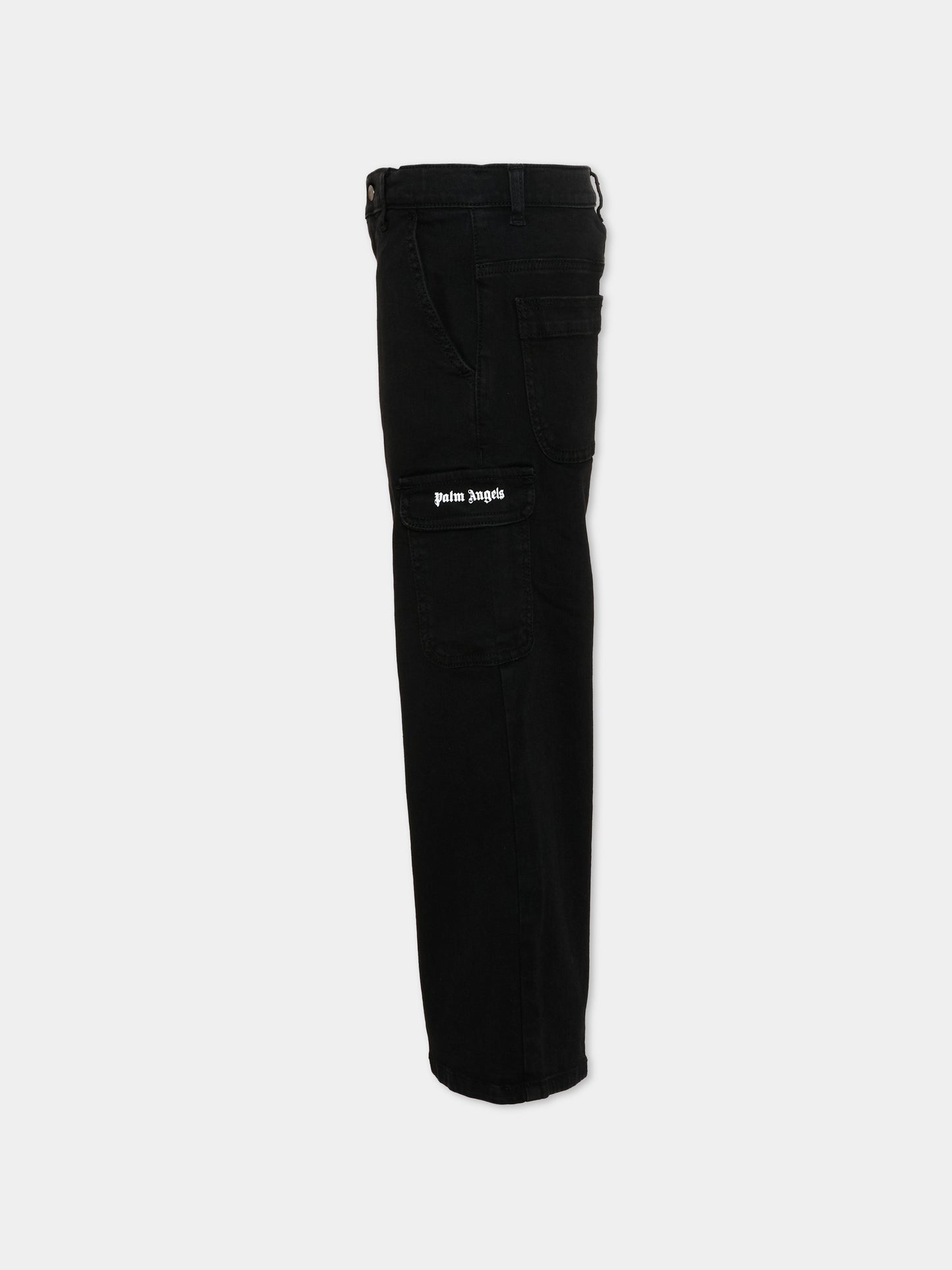 Pantaloni casual neri per bambina con logo,Palm Angels,PGCA026S26FAB001 110