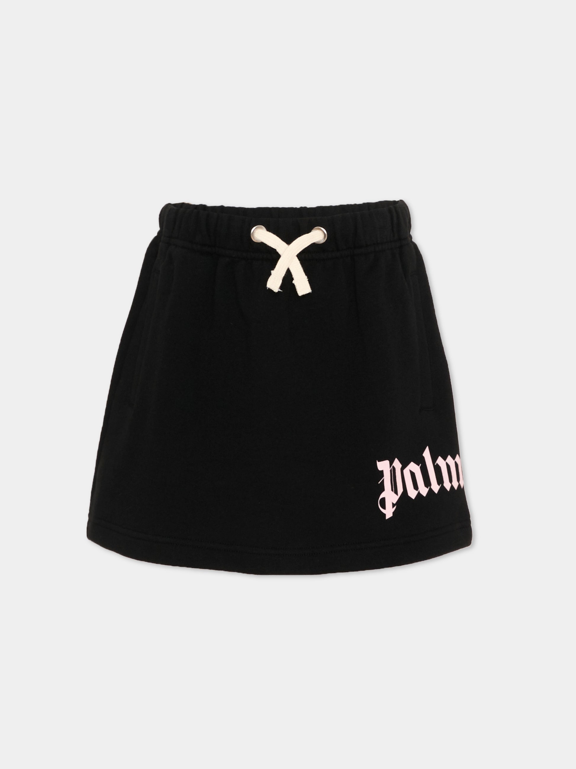 Gonna nera per bambina con logo,Palm Angels,PGCK001S26FLE001 110