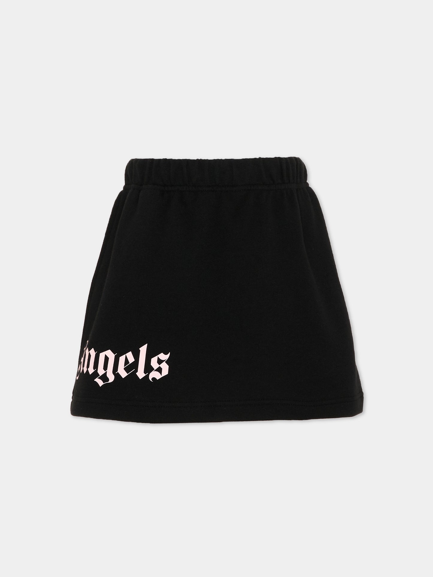 Gonna nera per bambina con logo,Palm Angels,PGCK001S26FLE001 110