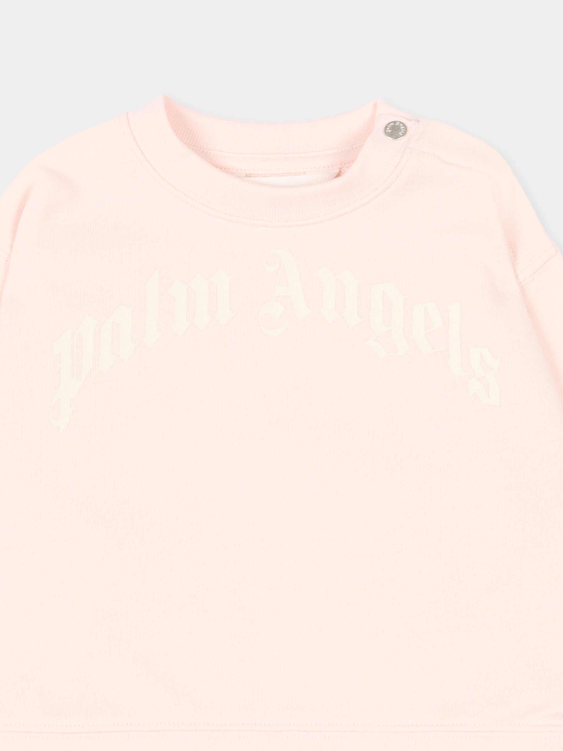 Felpa rosa per neonata con logo,Palm Angels,PGXC001S26FLE002 042
