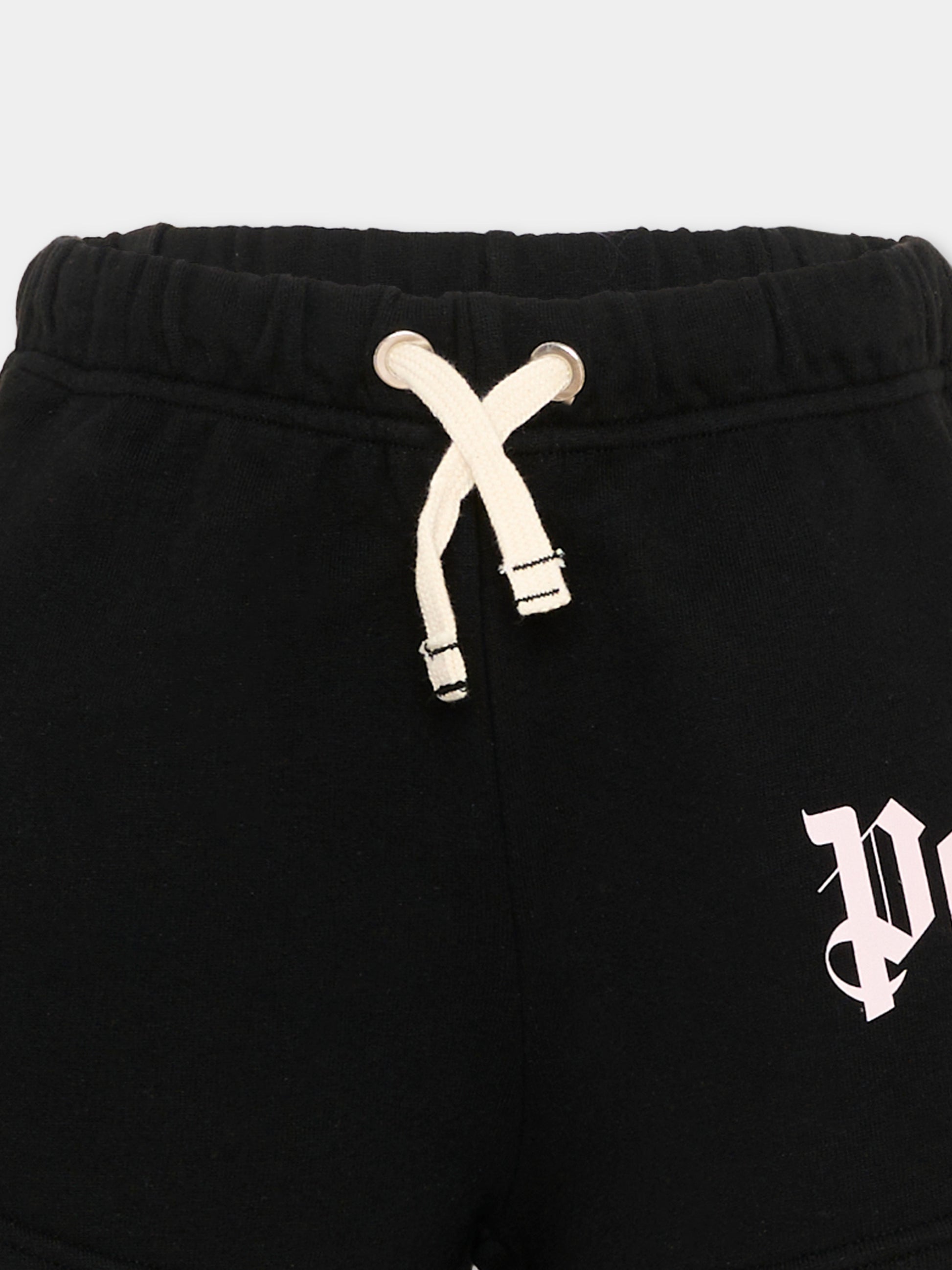 Shorts sportivi neri per bambina con logo,Palm Angels,PGCI005S26FLE002 110