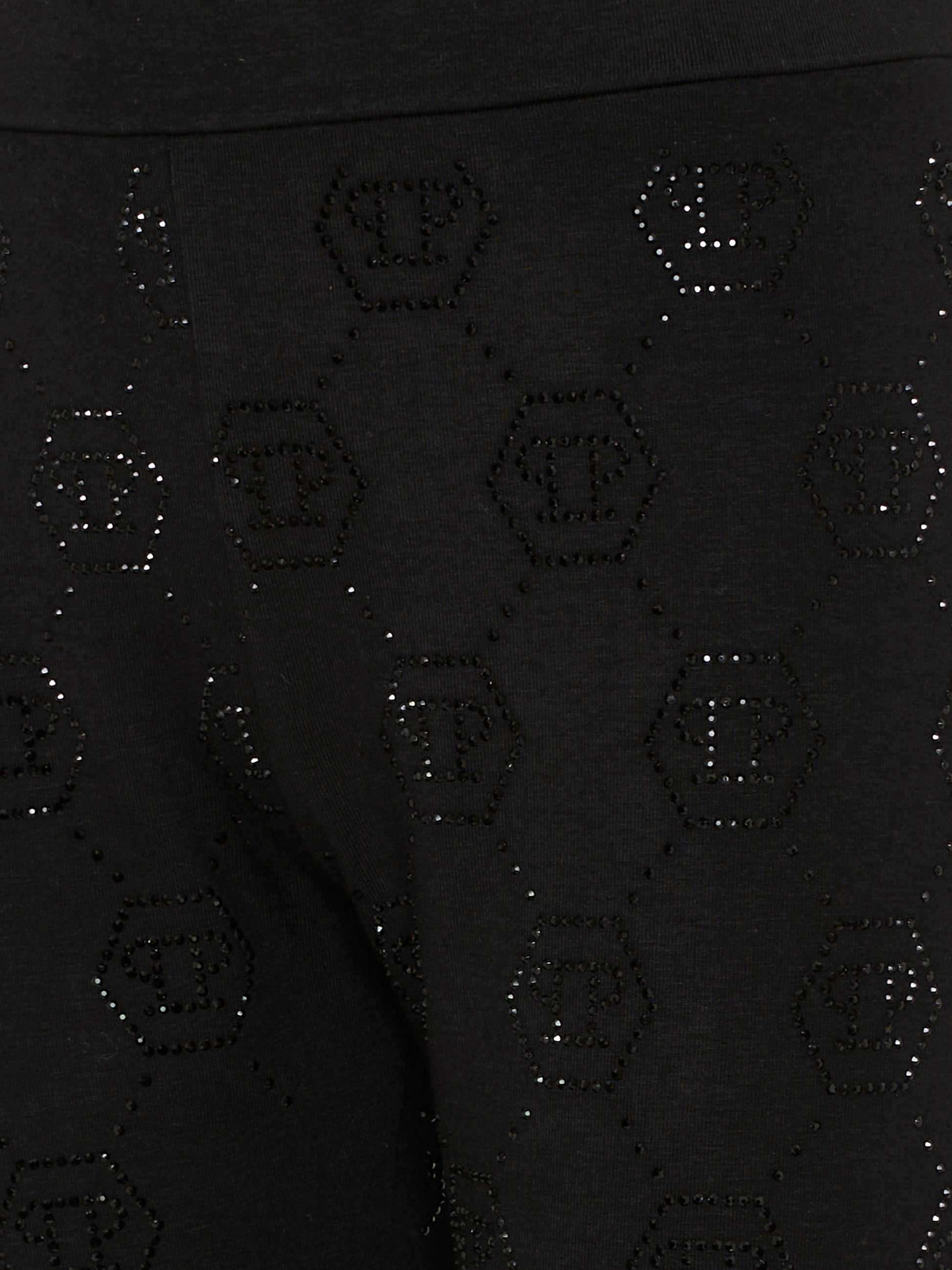 Leggings neri per bambina con logo di strass,Philipp Plein Junior,S6PHJGLG206 110