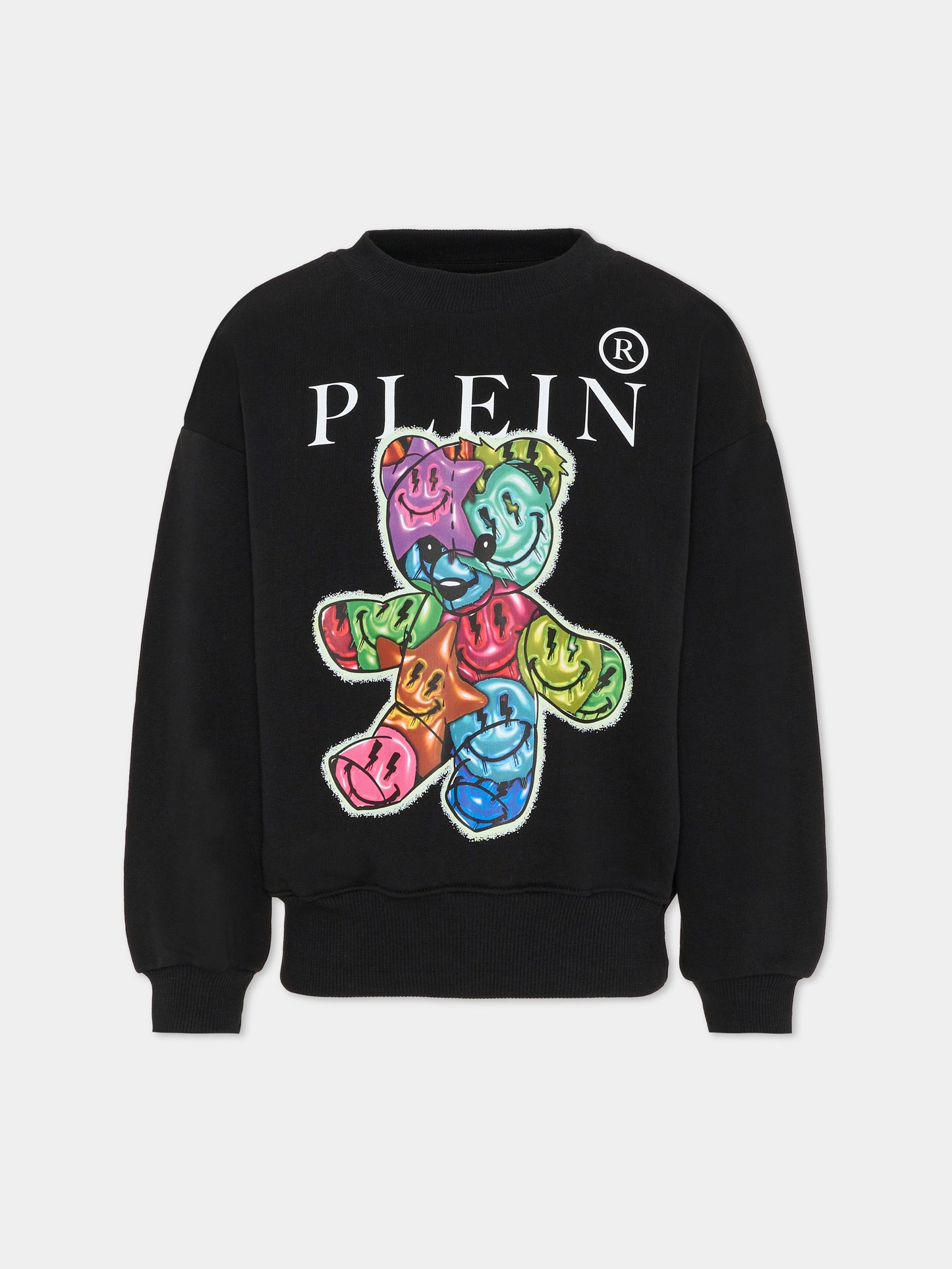 Felpa nera per bambina con orsetto,Philipp Plein Junior,S6PHJGSW156 110