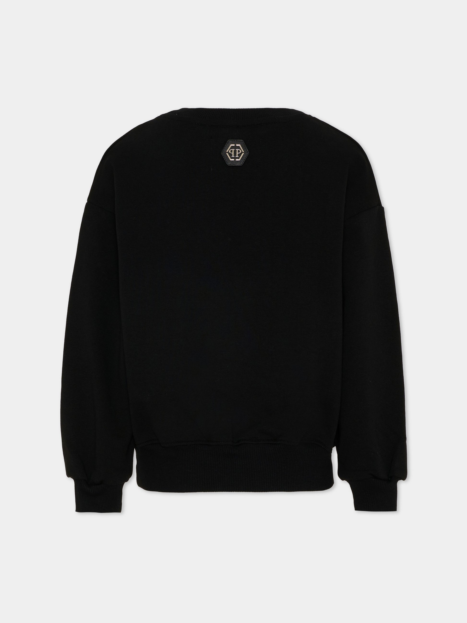 Felpa nera per bambina con orsetto,Philipp Plein Junior,S6PHJGSW203 110