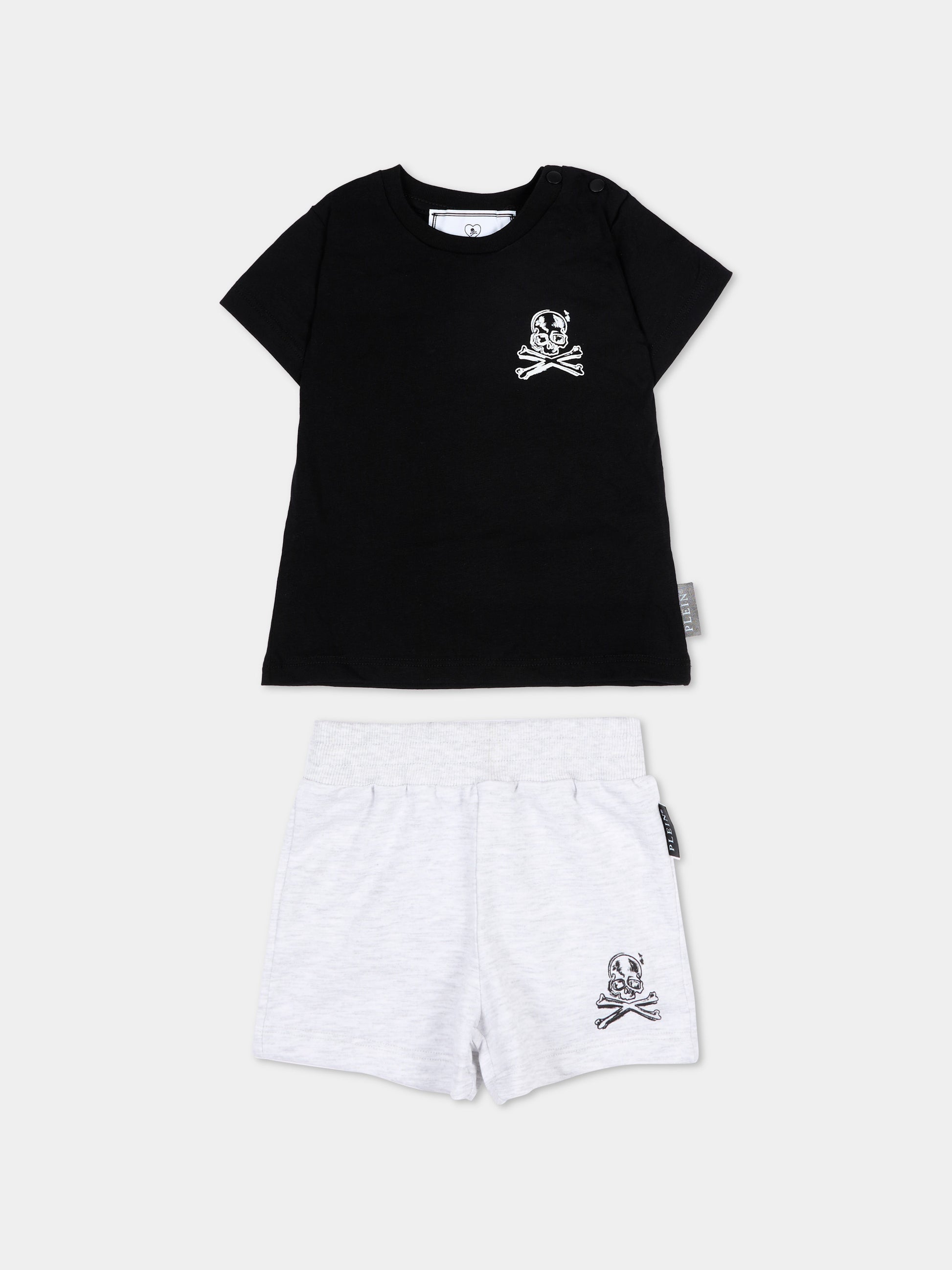 Completo sportivo nero per neonato con logo,Philipp Plein Junior,S6PHNBTS135 110