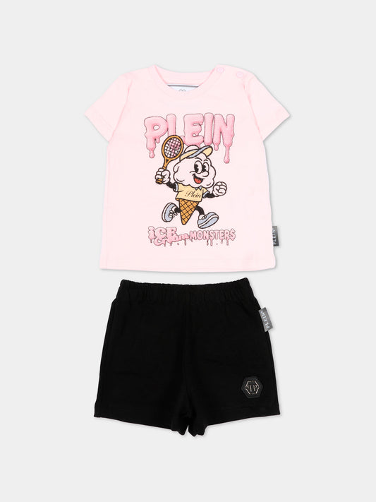 Completo sportivo rosa per neonata con strass,Philipp Plein Junior,S6PHNGTT256 042/37