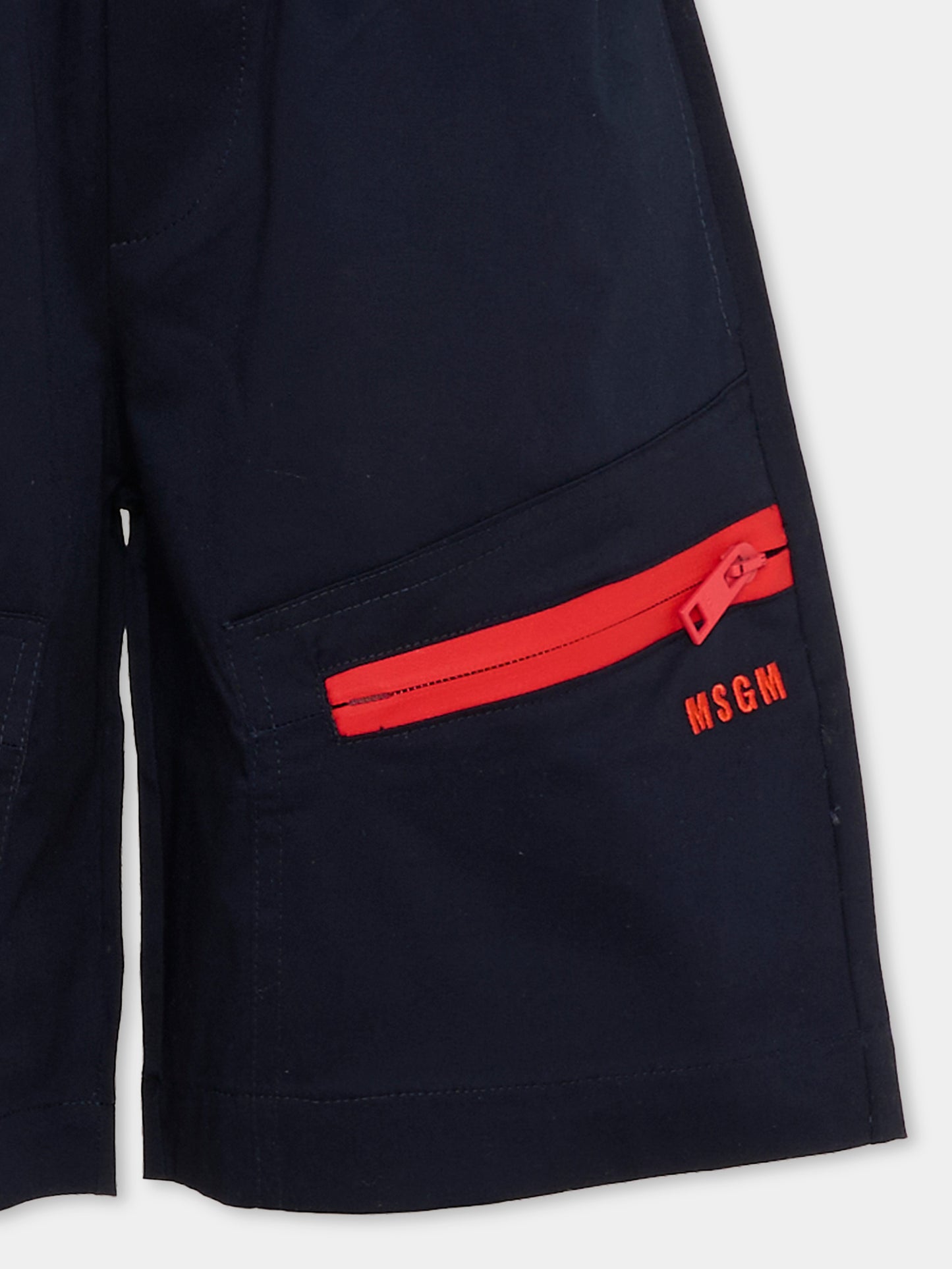 Shorts blu per bambino con logo,Msgm Kids,S6MSJBBE297 MS072