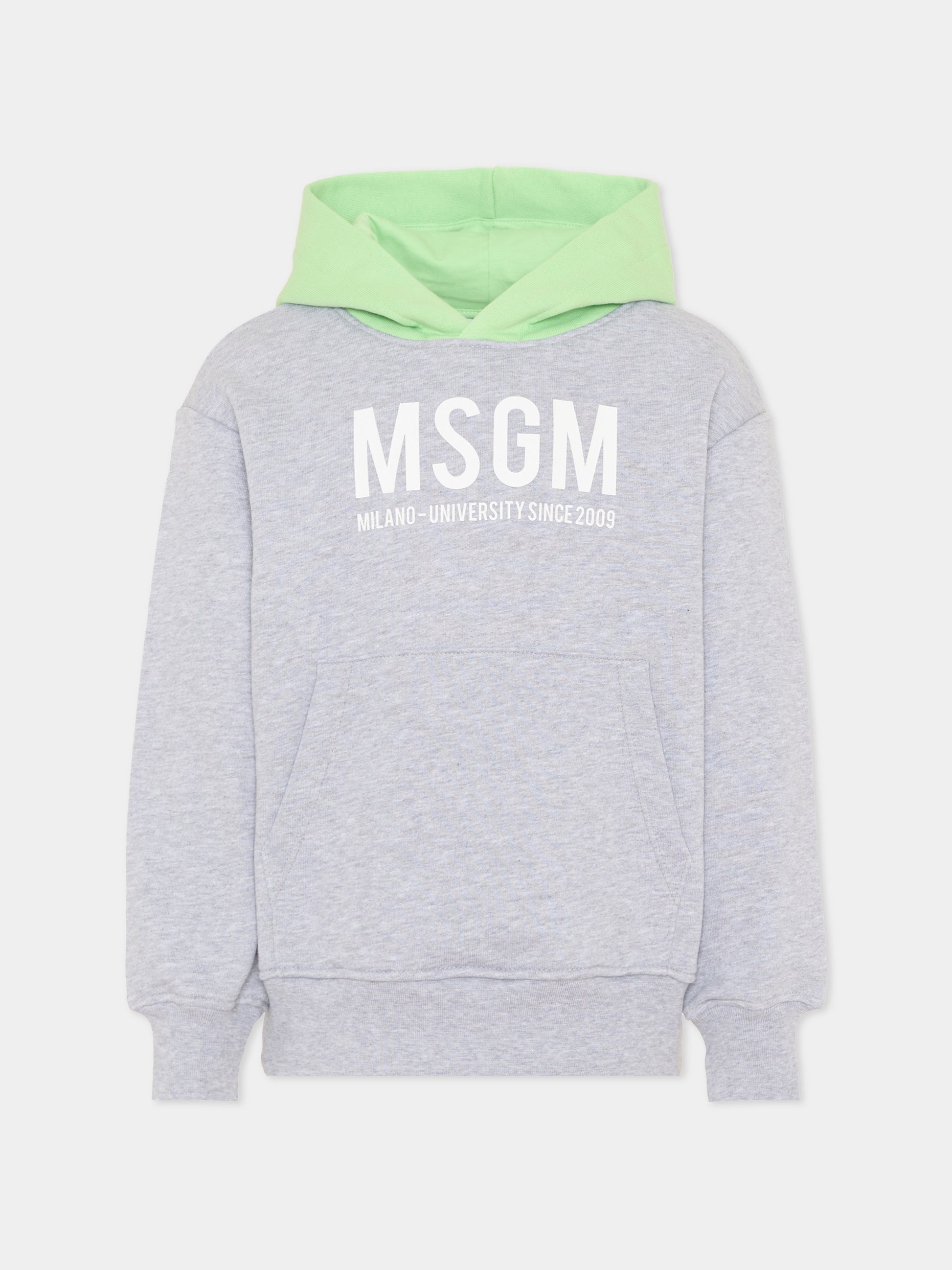 Felpa grigia per bambino con logo,Msgm Kids,S6MSJBHS050 271/01