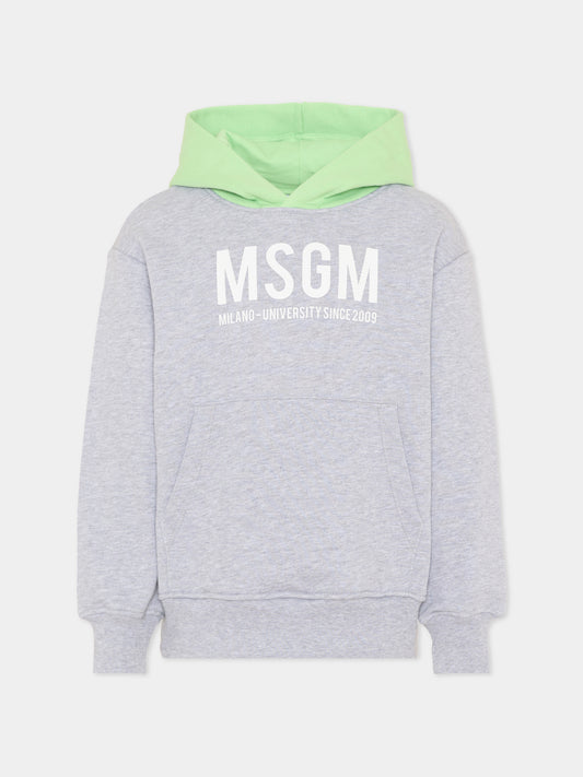 Felpa grigia per bambino con logo,Msgm Kids,S6MSJBHS050 271/01