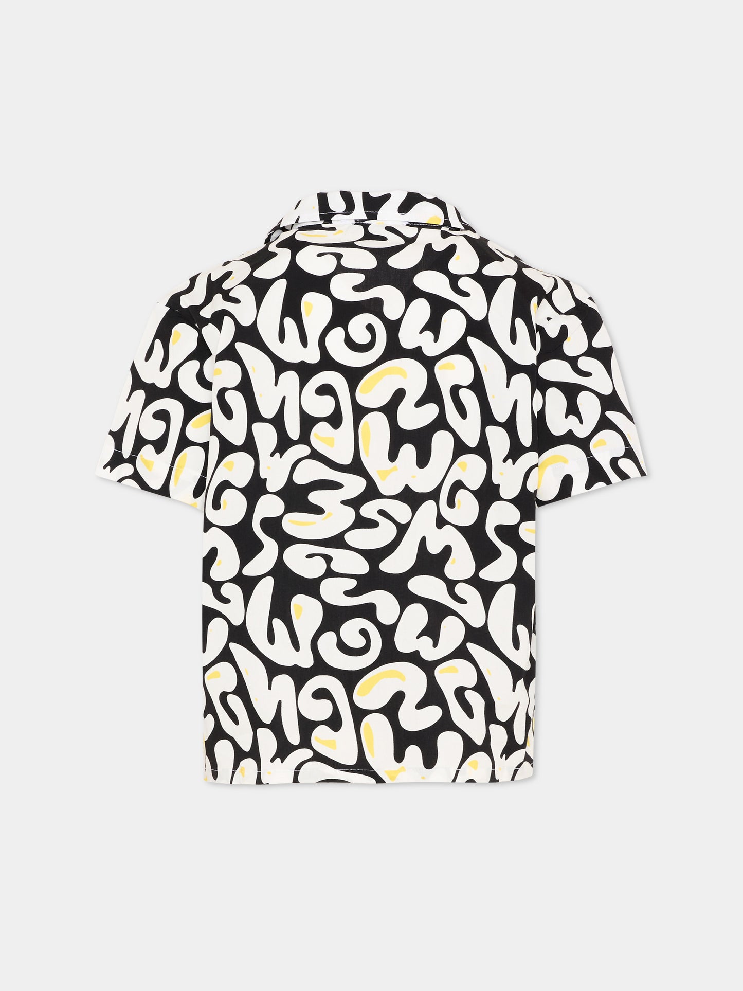 Camicia nera per bambino con stampa logo,Msgm Kids,S6MSJBSI256 110