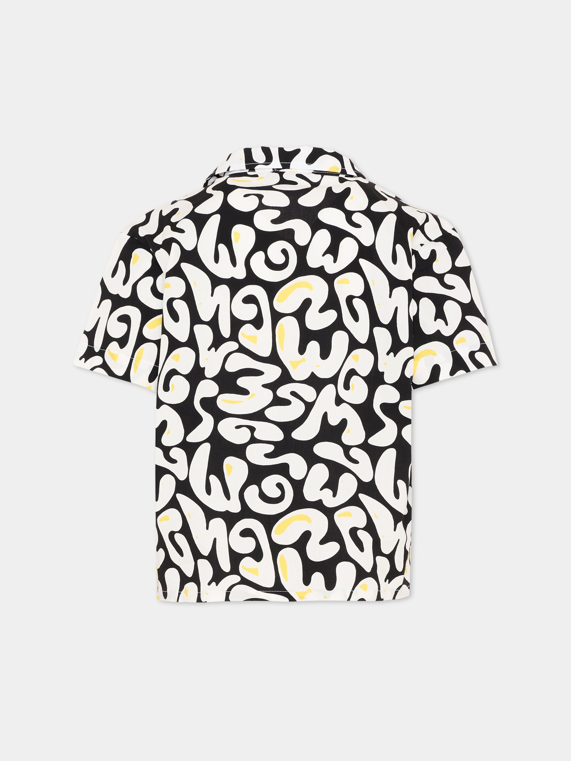 Camicia nera per bambino con stampa logo,Msgm Kids,S6MSJBSI256 110