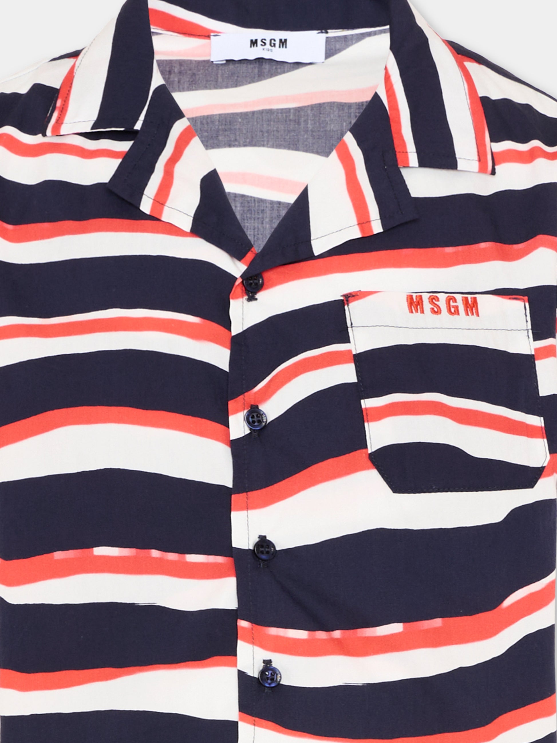 Camicia multicolor per bambino con logo,Msgm Kids,S6MSJBSI301 MS072