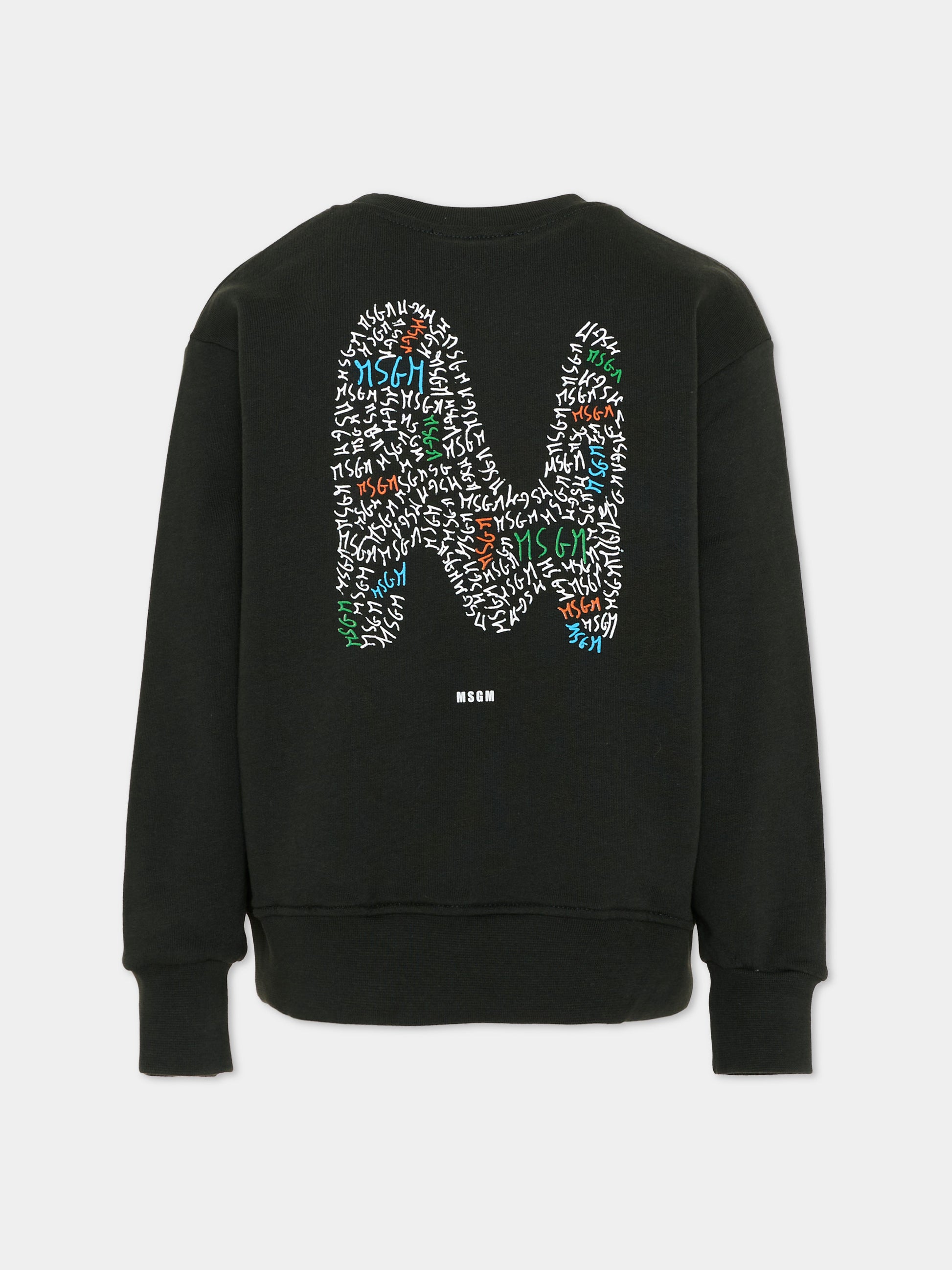 Felpa nera per bambino con logo,Msgm Kids,S6MSJBSW237 MS040