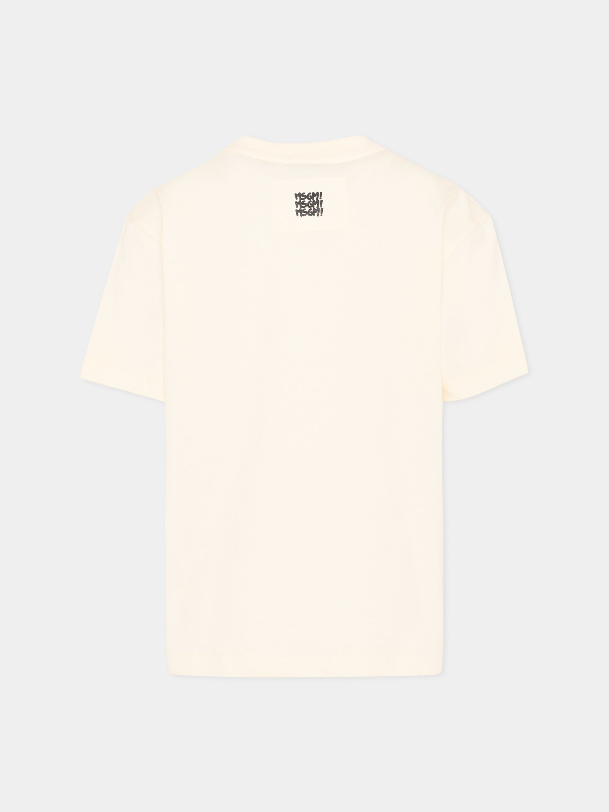 T-Shirt avorio per bambino con logo,Msgm Kids,S6MSJBTH227 013
