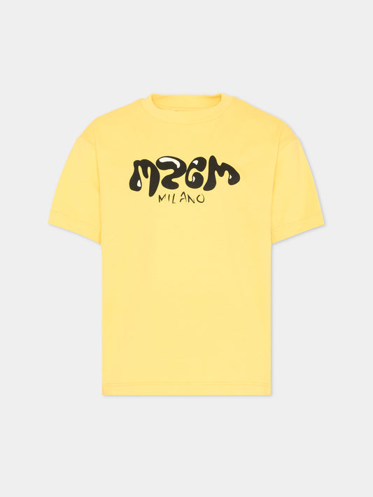 T-Shirt gialla per bambino con logo,Msgm Kids,S6MSJBTH251 020