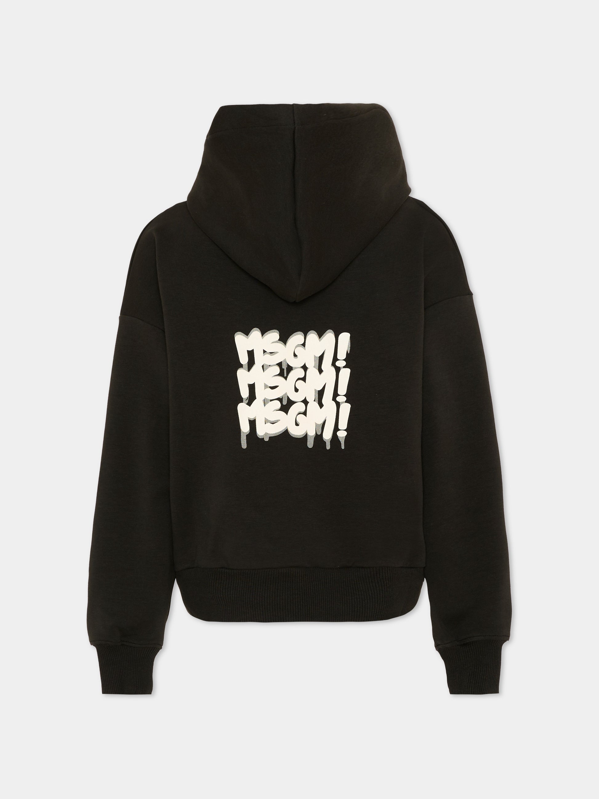 Felpa nera per bambino con logo,Msgm Kids,S6MSJBZH225 MS040