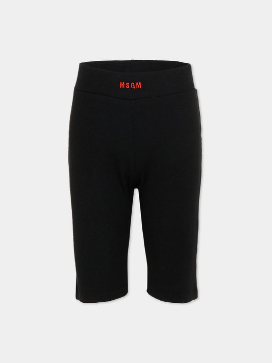 Shorts sportivi neri per bambina con logo,Msgm Kids,S6MSJGCI230 110