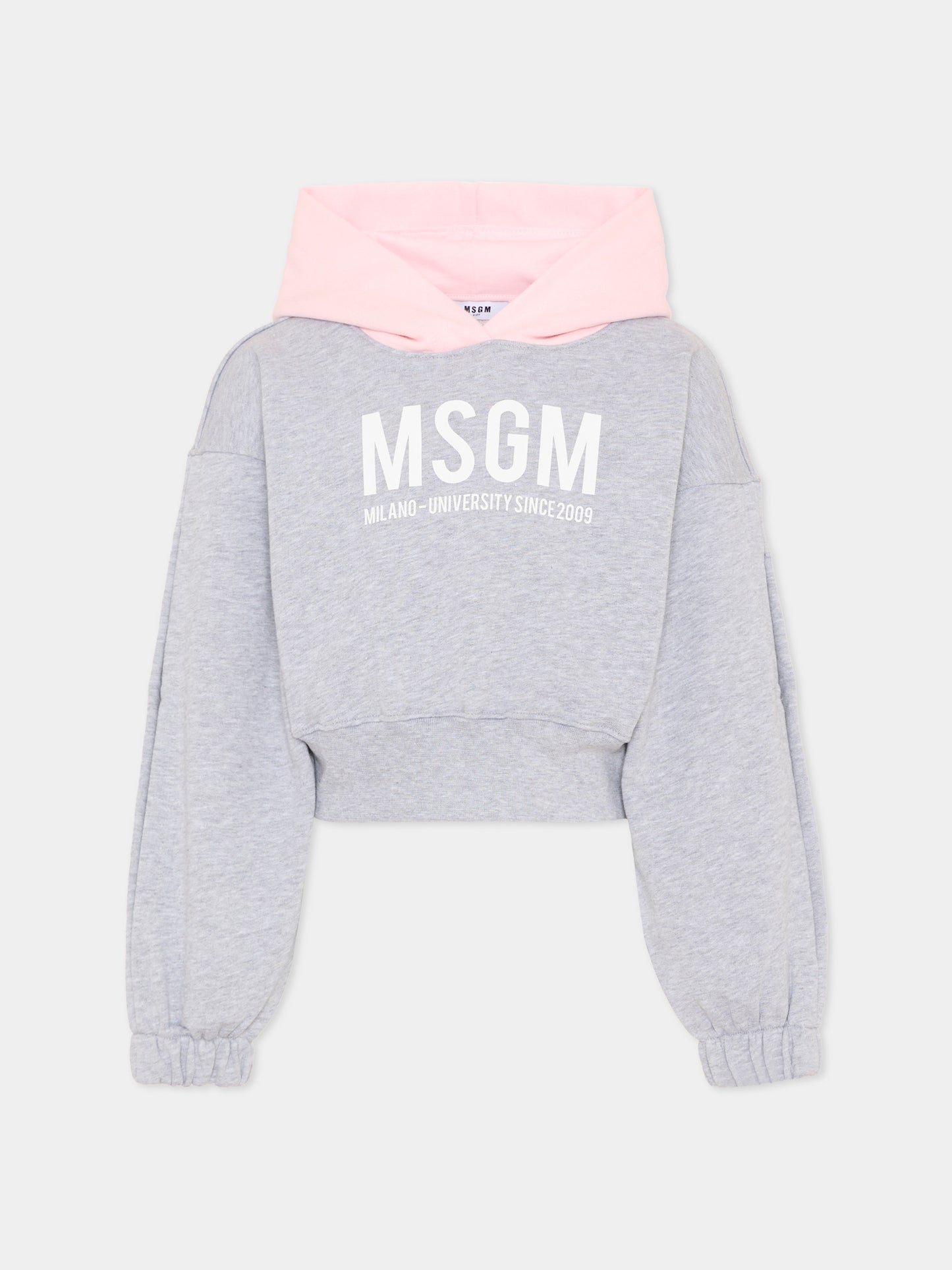 Felpa grigia per bambina con logo,Msgm Kids,S6MSJGHS025 271/02