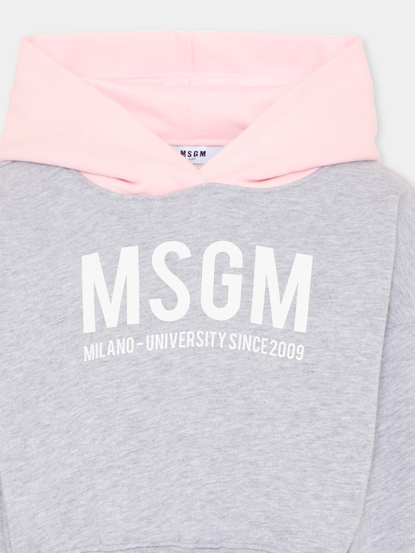 Felpa grigia per bambina con logo,Msgm Kids,S6MSJGHS025 271/02