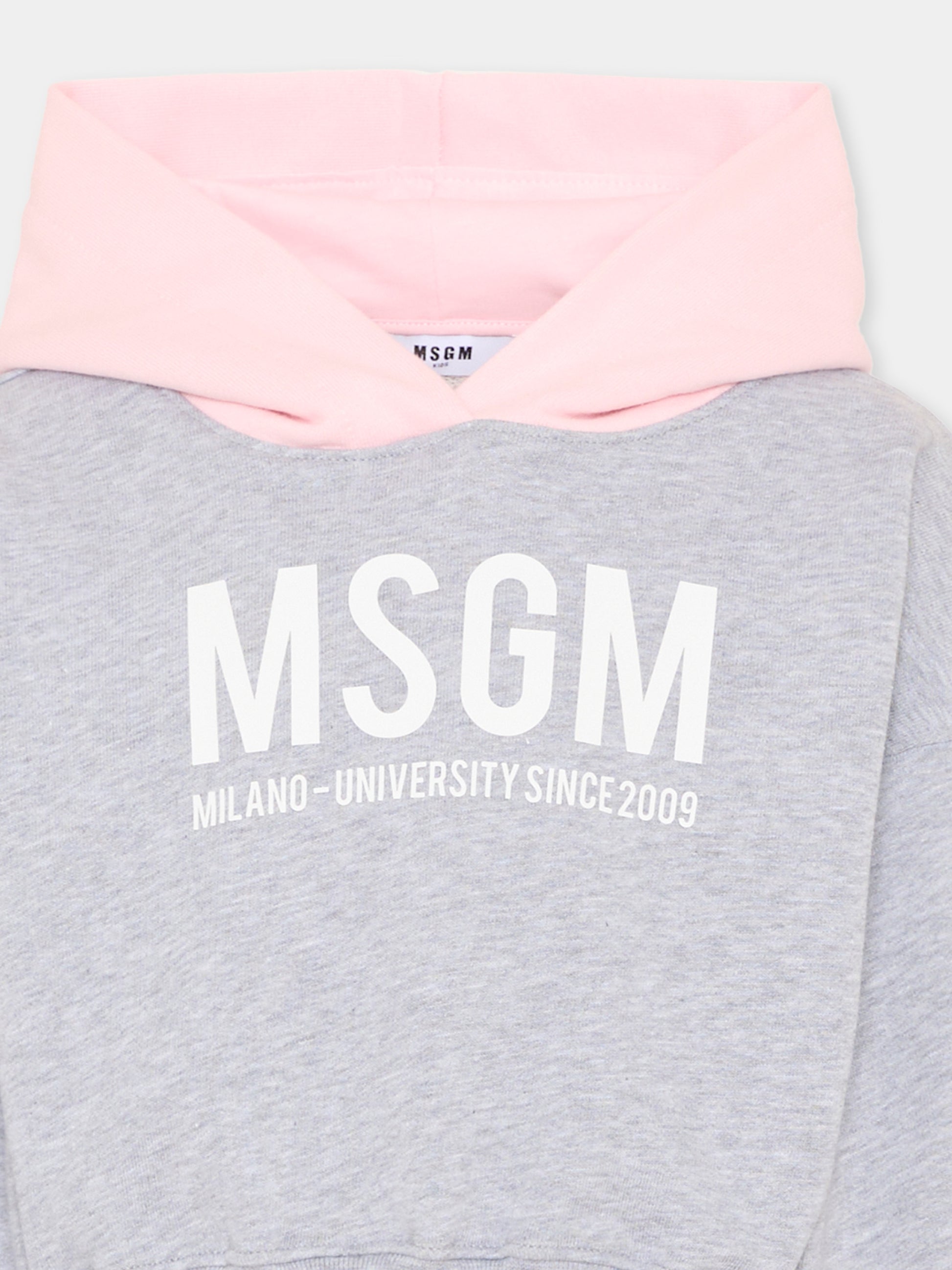 Felpa grigia per bambina con logo,Msgm Kids,S6MSJGHS025 271/02
