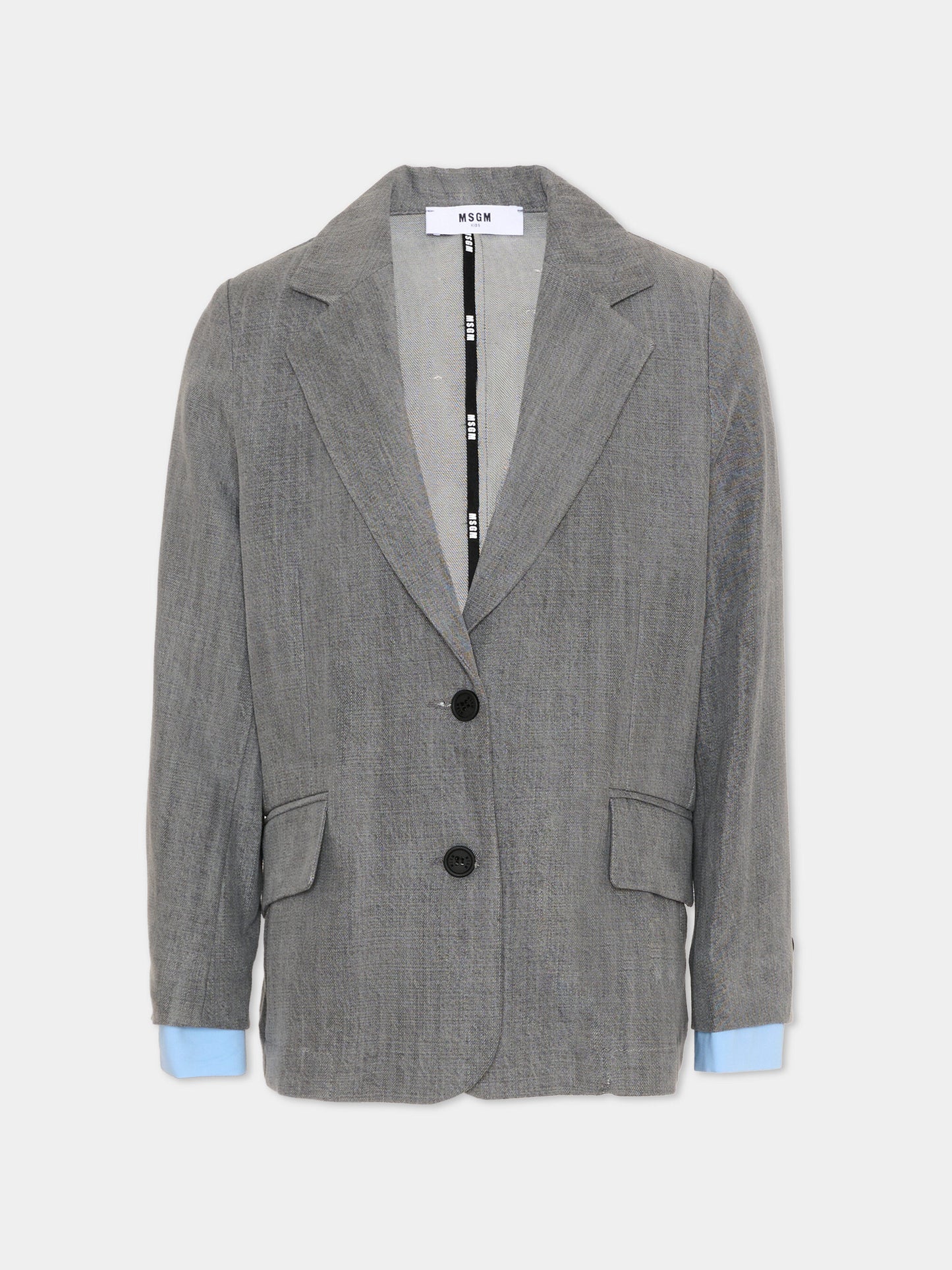 Giacca grigia per bambina con patch logo,Msgm Kids,S6MSJGJK020 102