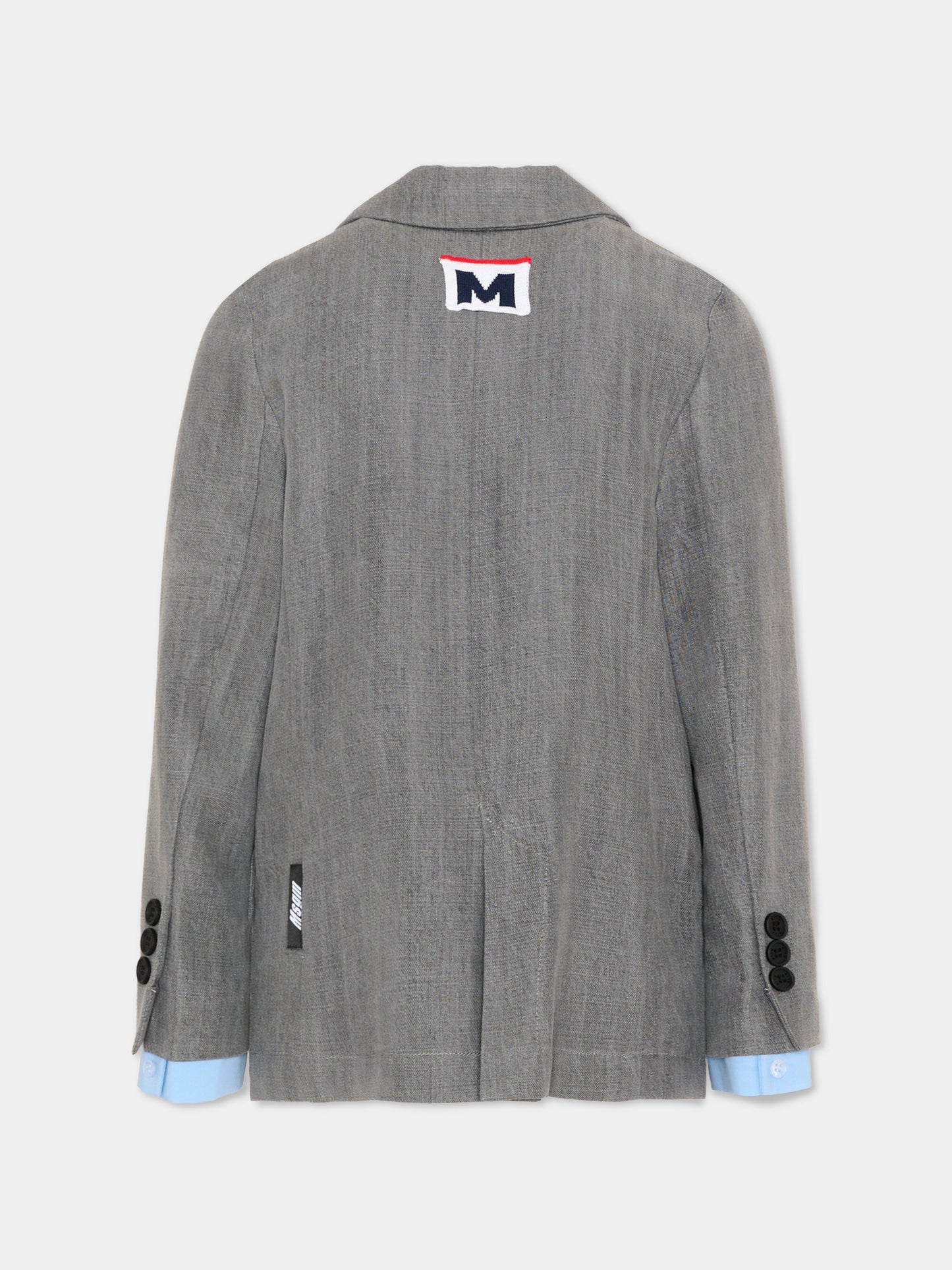 Giacca grigia per bambina con patch logo,Msgm Kids,S6MSJGJK020 102