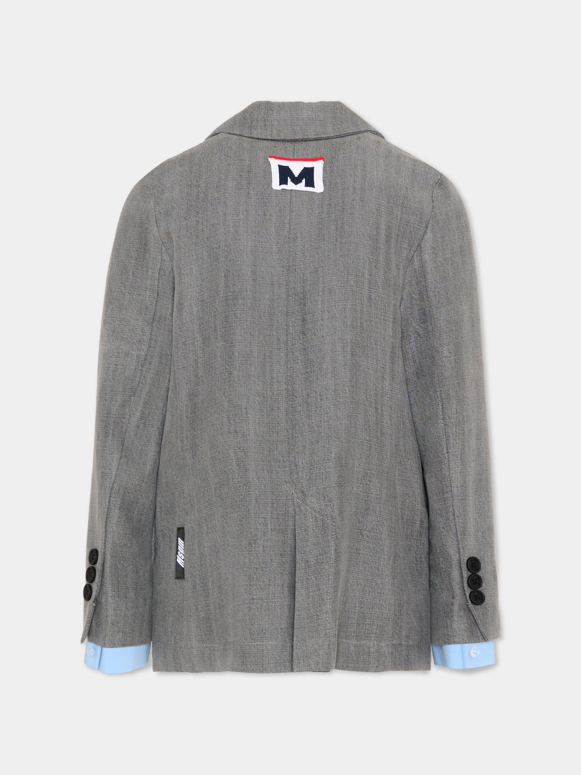 Giacca grigia per bambina con patch logo,Msgm Kids,S6MSJGJK020 102