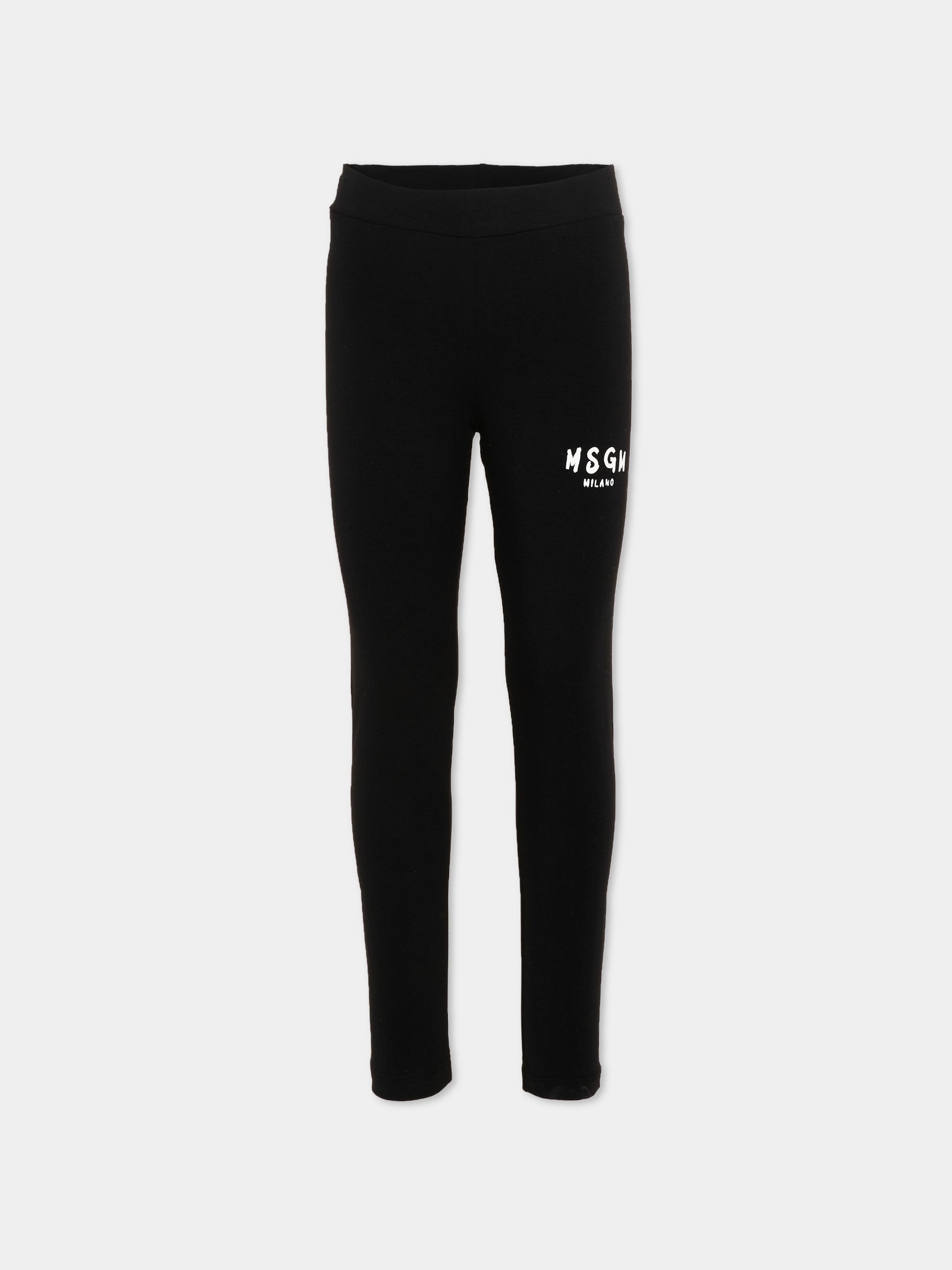 Leggings nero per bambina con logo,Msgm Kids,S6MSJGLG067 110
