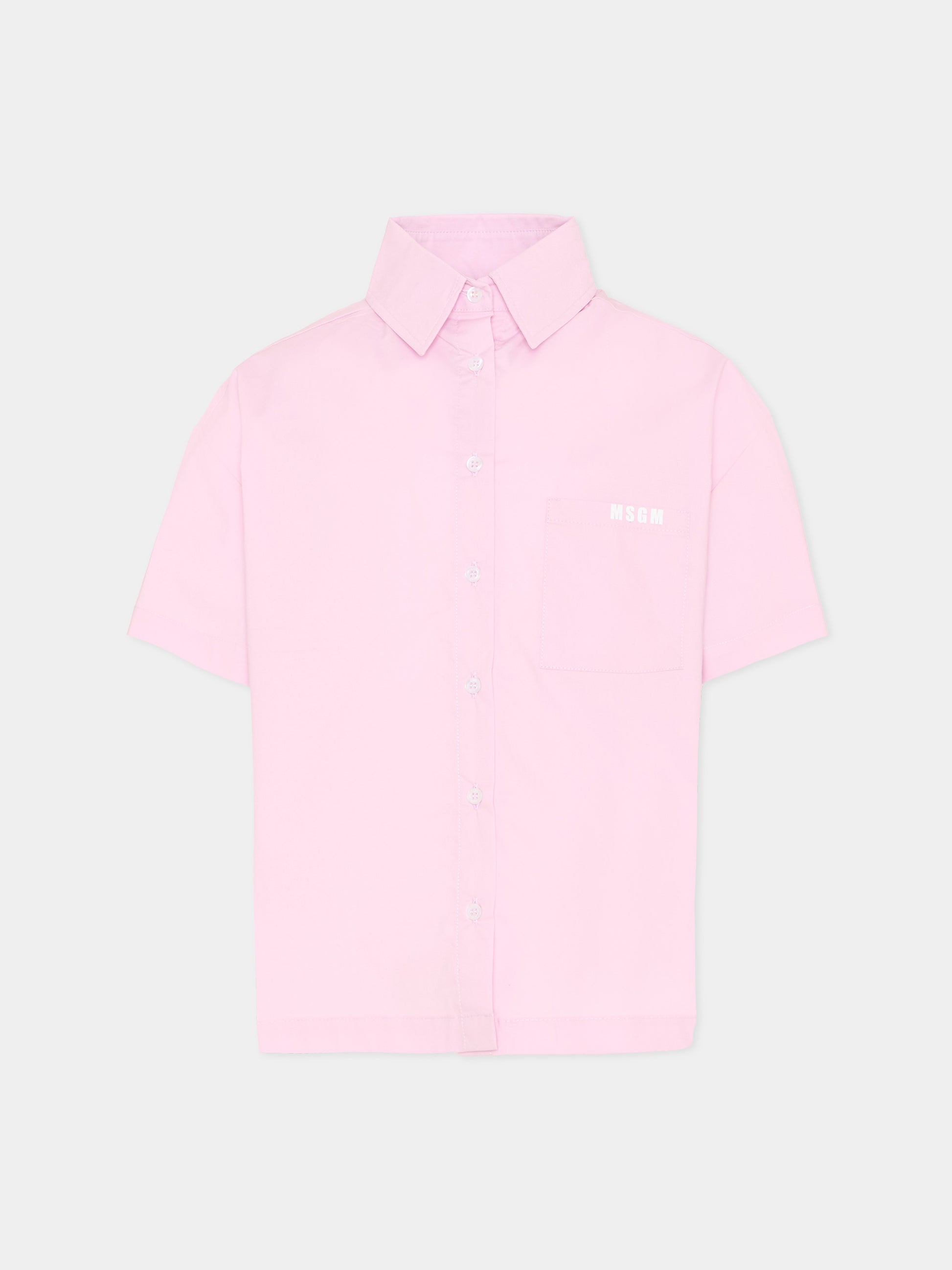 Camicia rosa per bambina con logo,Msgm Kids,S6MSJGSI163 MS070