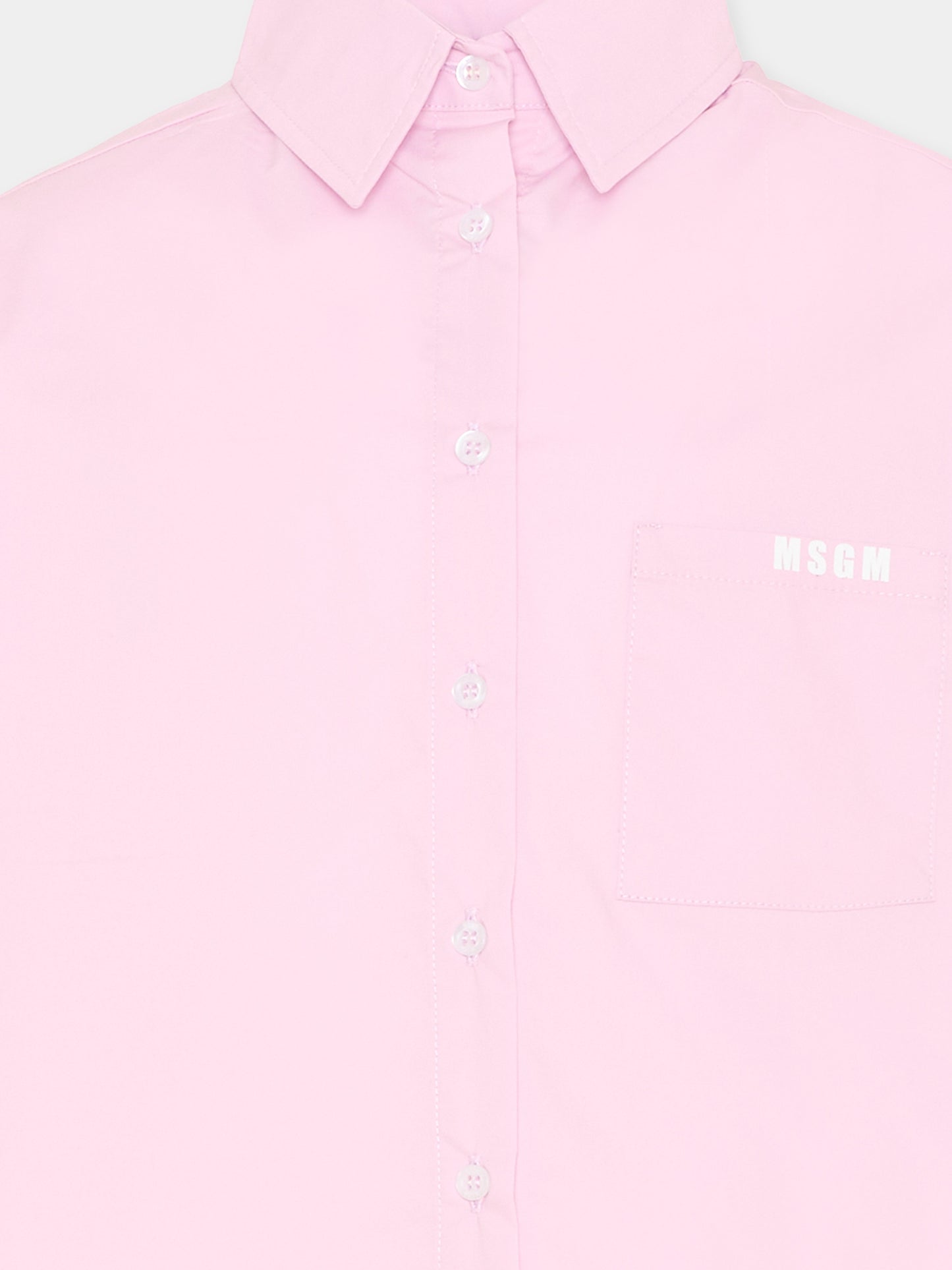 Camicia rosa per bambina con logo,Msgm Kids,S6MSJGSI163 MS070