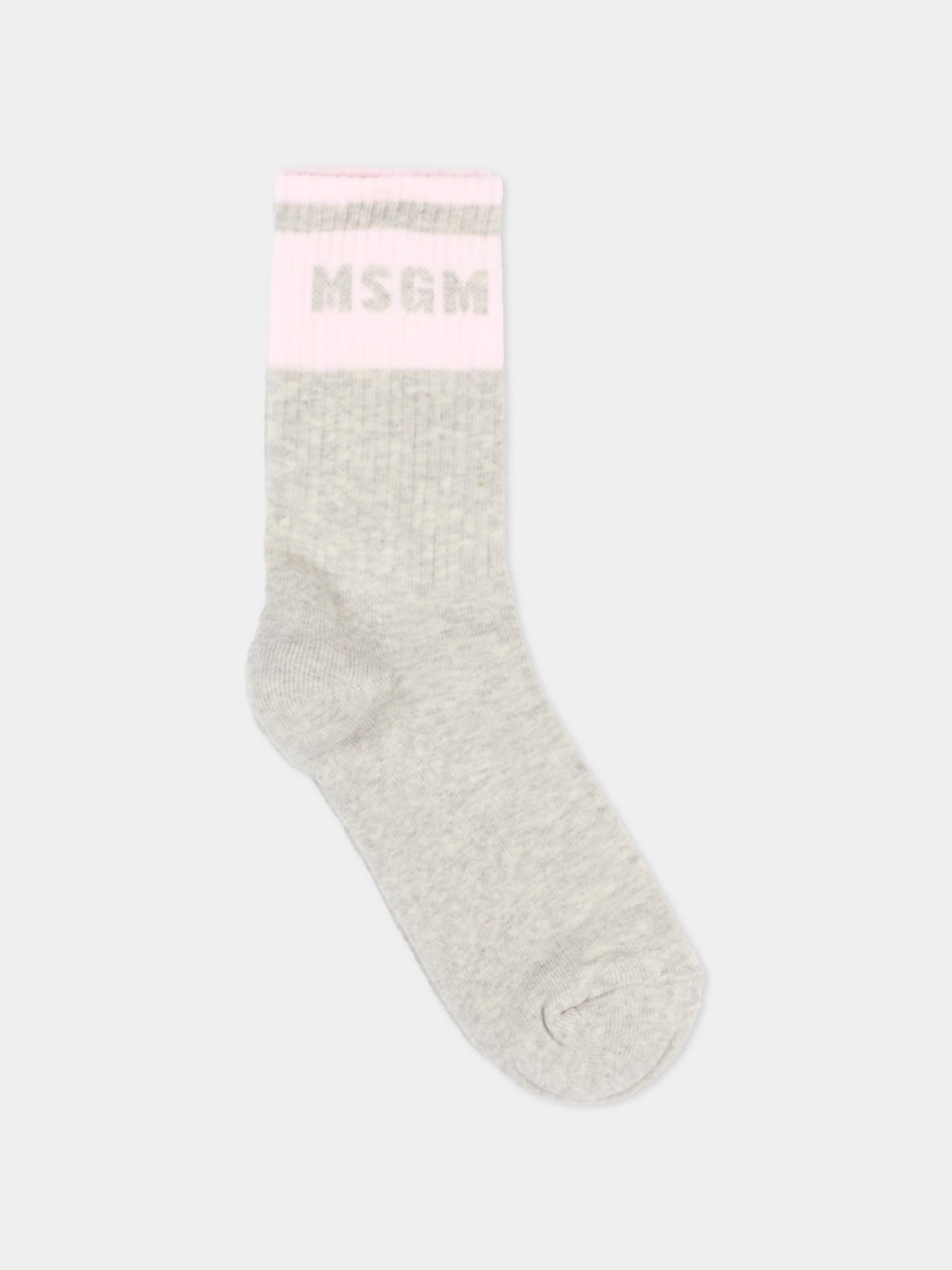 Calzini grigi per bambina con logo,Msgm Kids,S6MSJGSO032 271/02