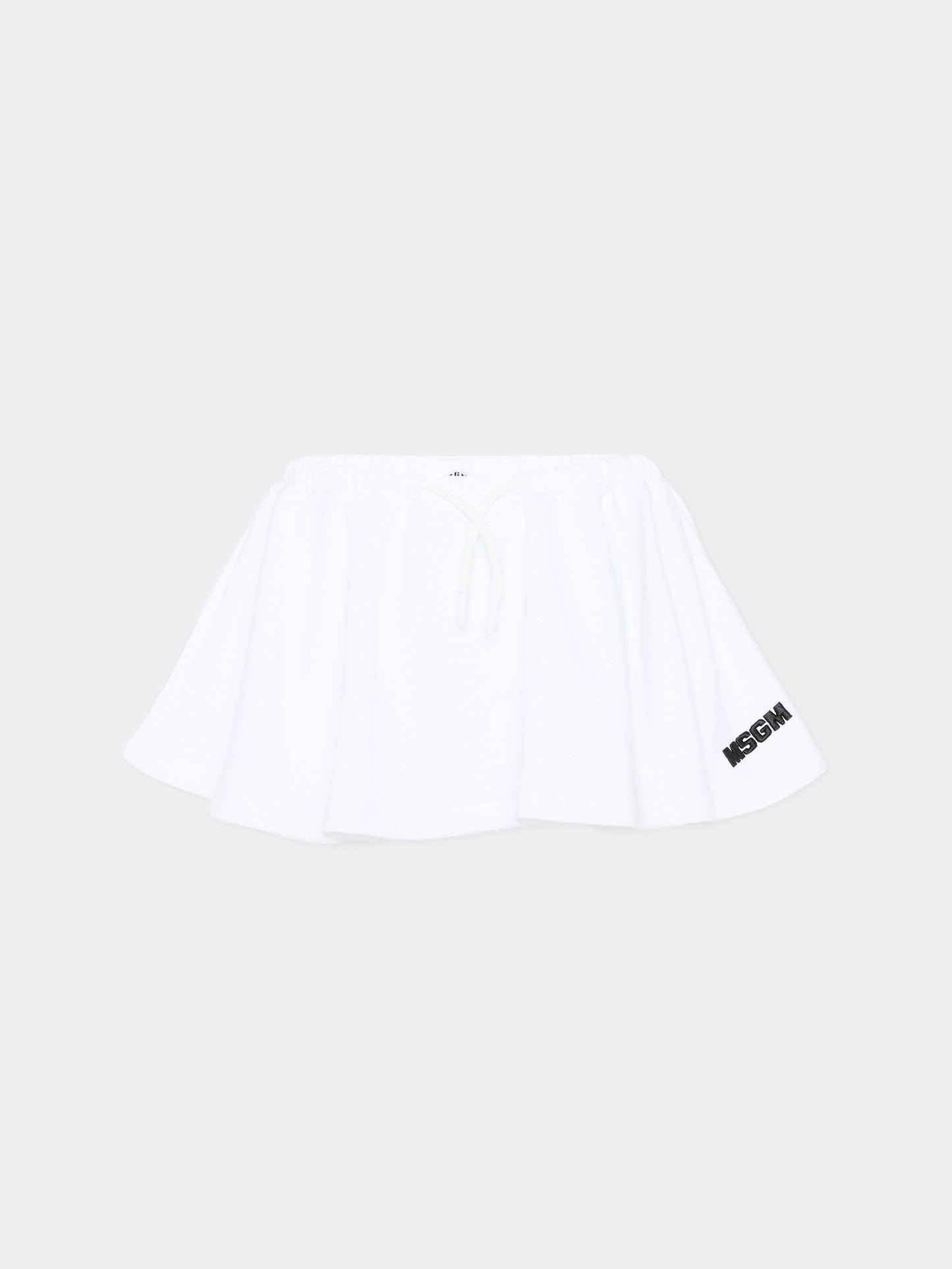 Gonna bianca per bambina con logo,Msgm Kids,S6MSJGST075 001