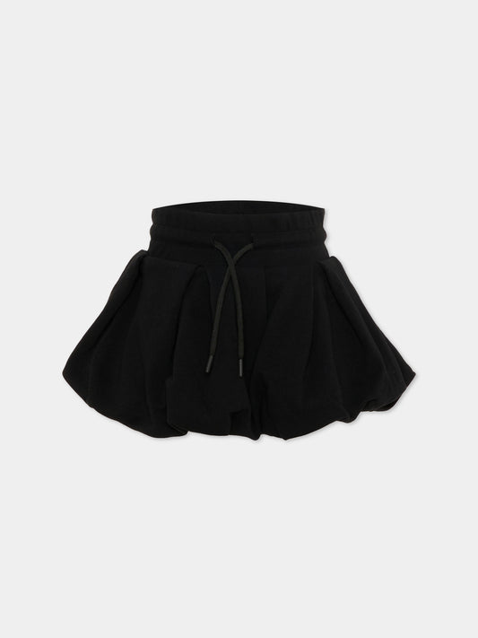 Gonna nera per bambina con logo,Msgm Kids,S6MSJGST086 110