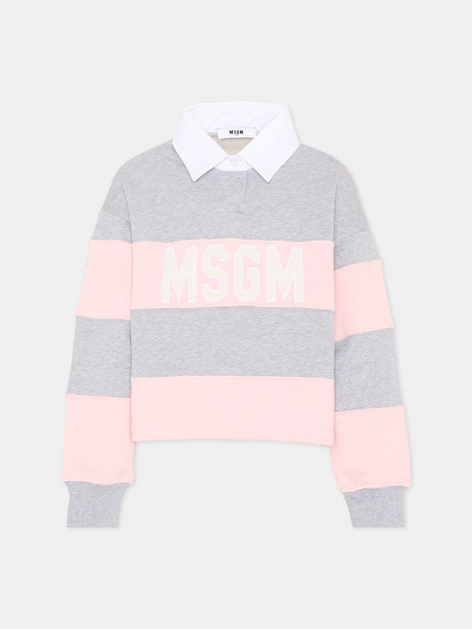 Polo rosa per bambina con logo,Msgm Kids,S6MSJGSW027 MS076