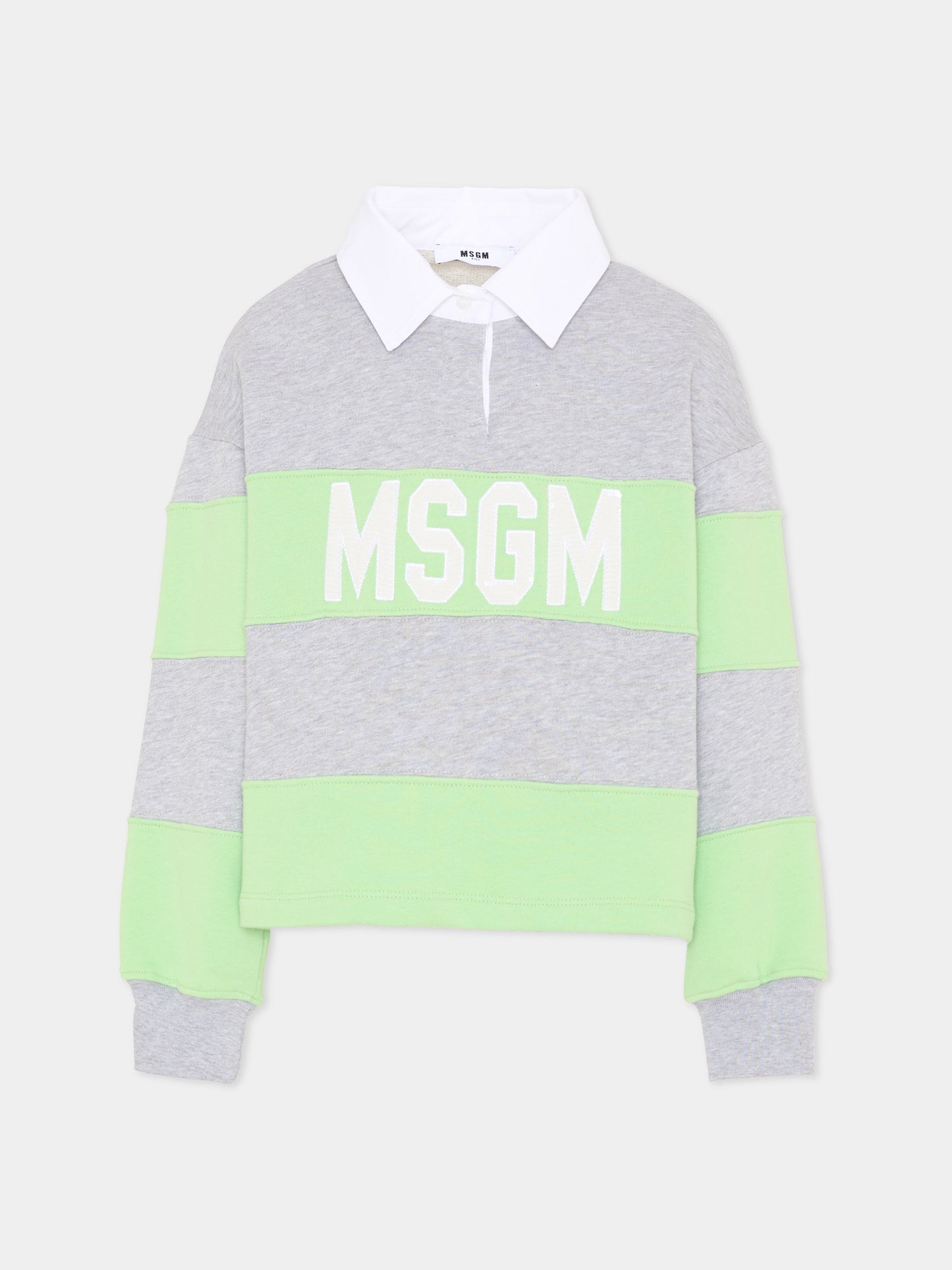 Polo verde per bambina con logo,Msgm Kids,S6MSJGSW027 MS077