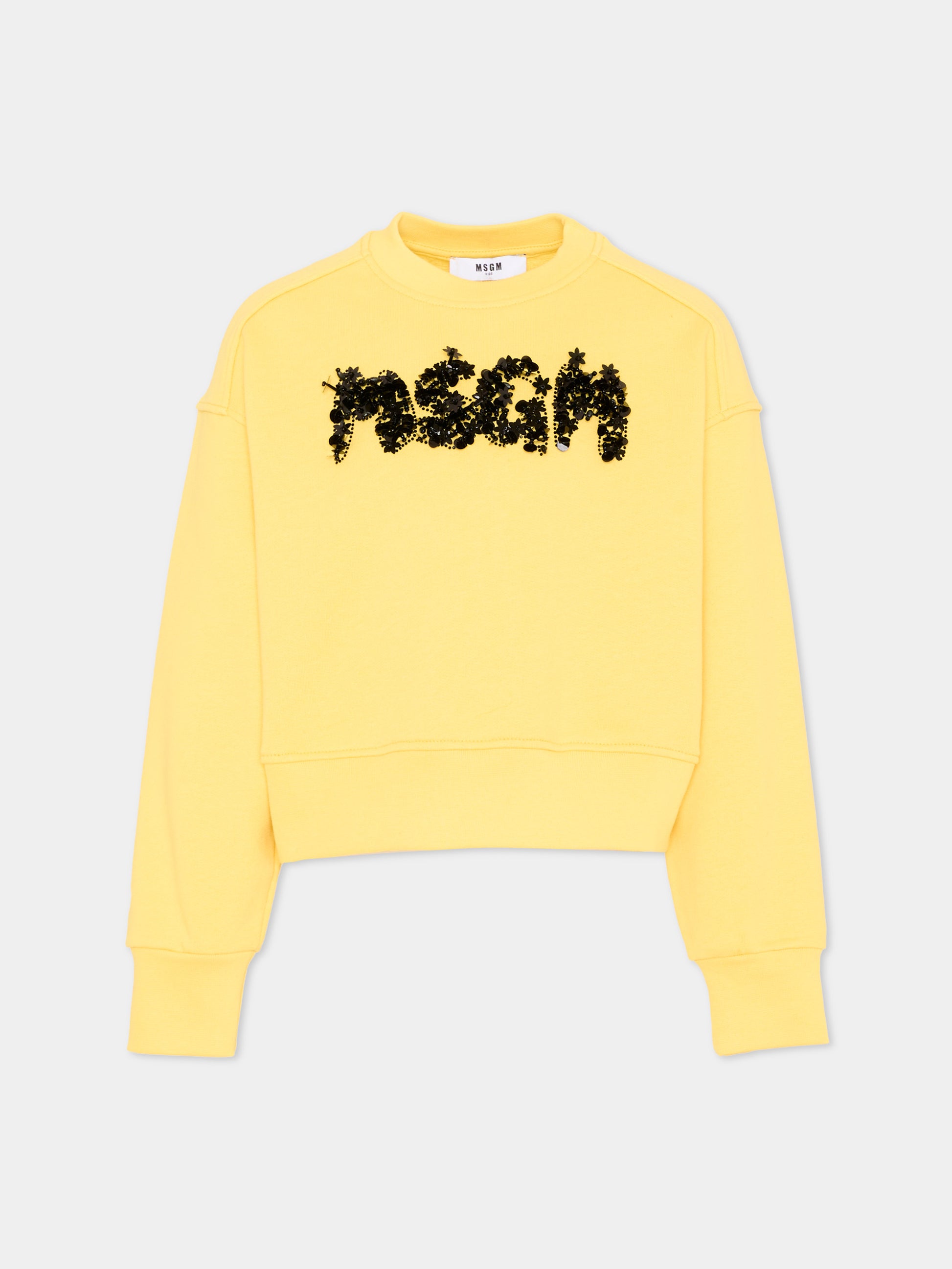Felpa gialla per bambina con logo,Msgm Kids,S6MSJGSW088 MS009