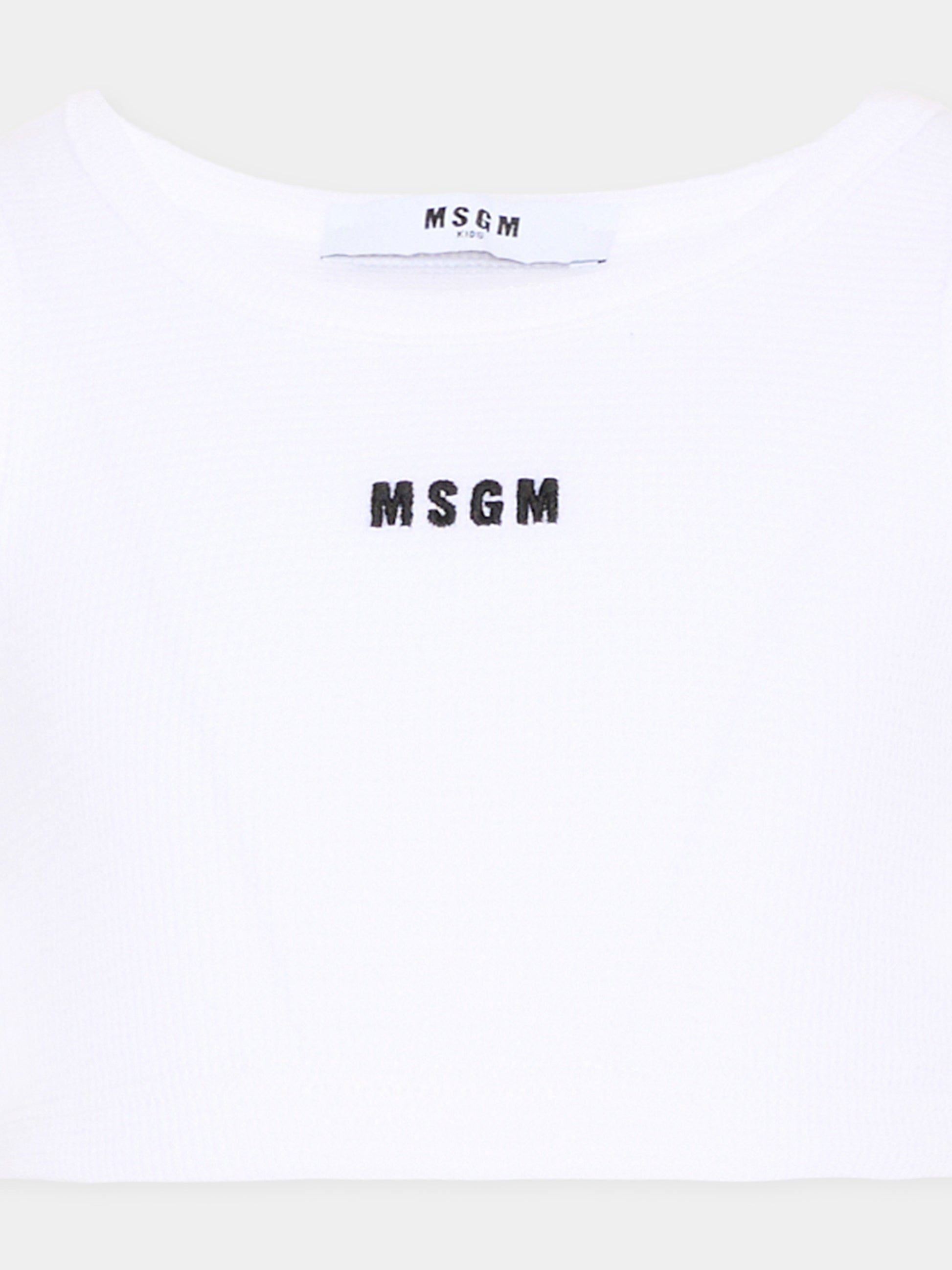 Top bianco per bambina con logo,Msgm Kids,S6MSJGTA030 001
