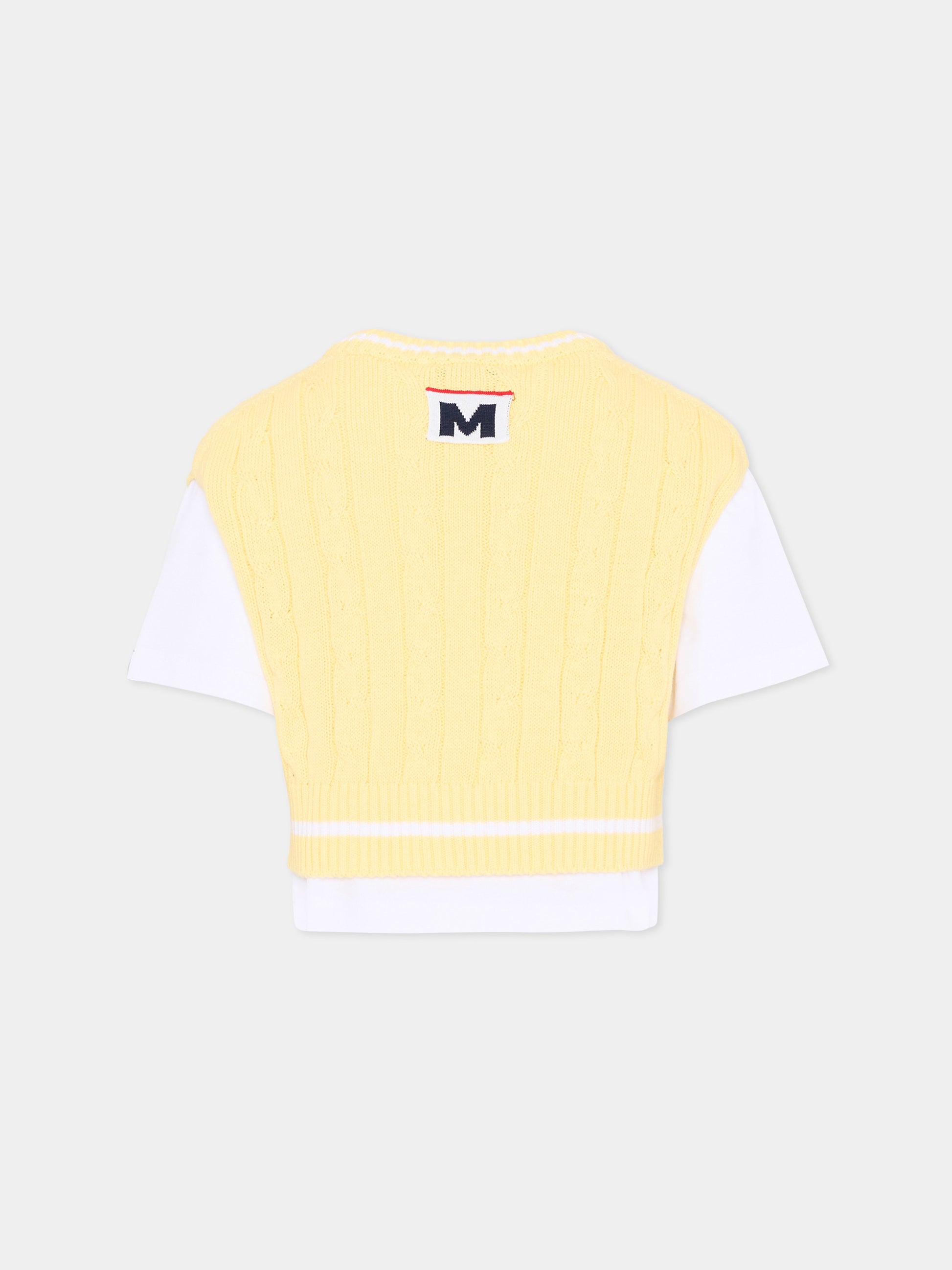 Gilet giallo per bambina con logo,Msgm Kids,S6MSJGTH034 001/79