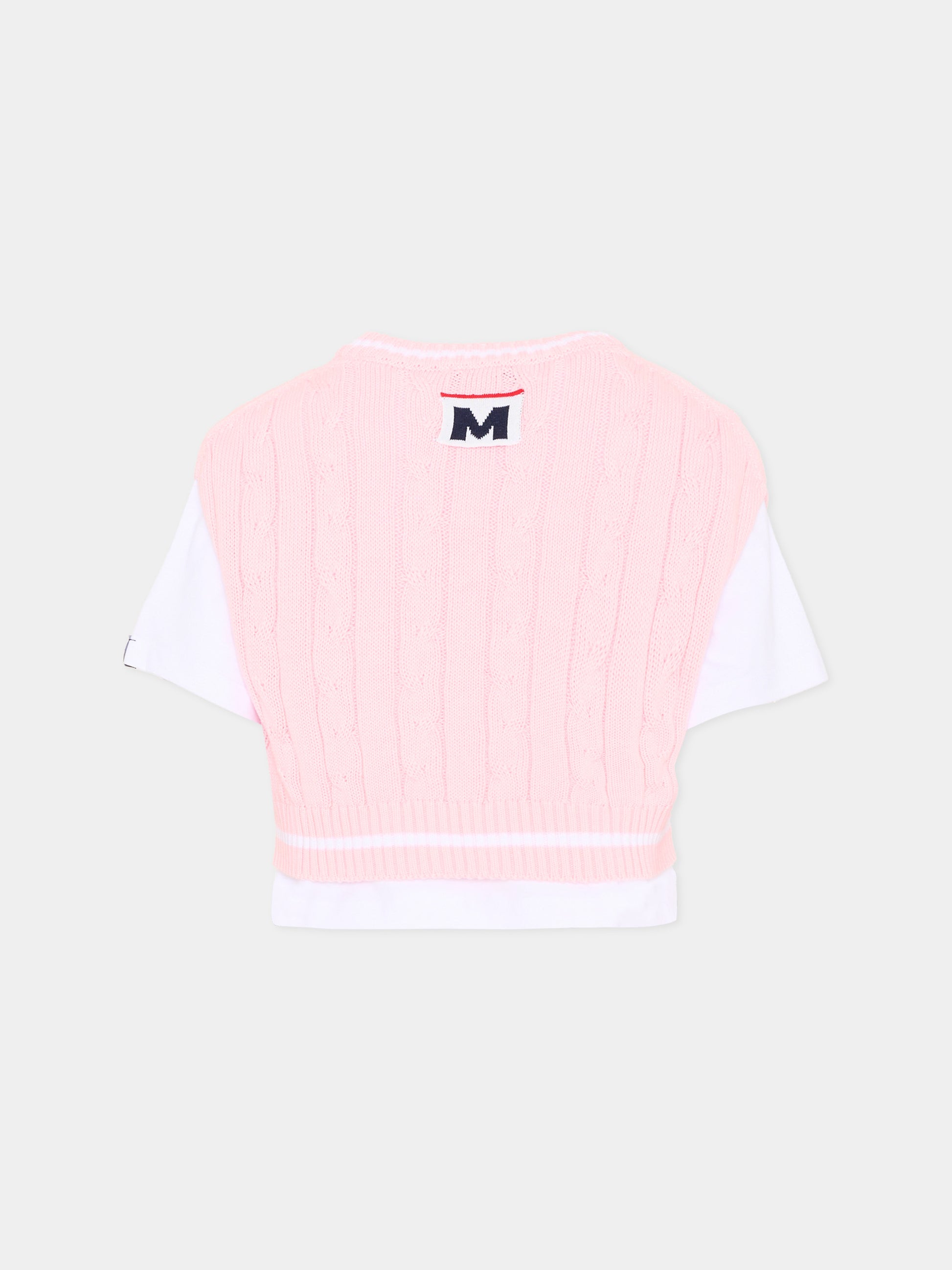 Gilet rosa per bambina con logo,Msgm Kids,S6MSJGTH034 001/78